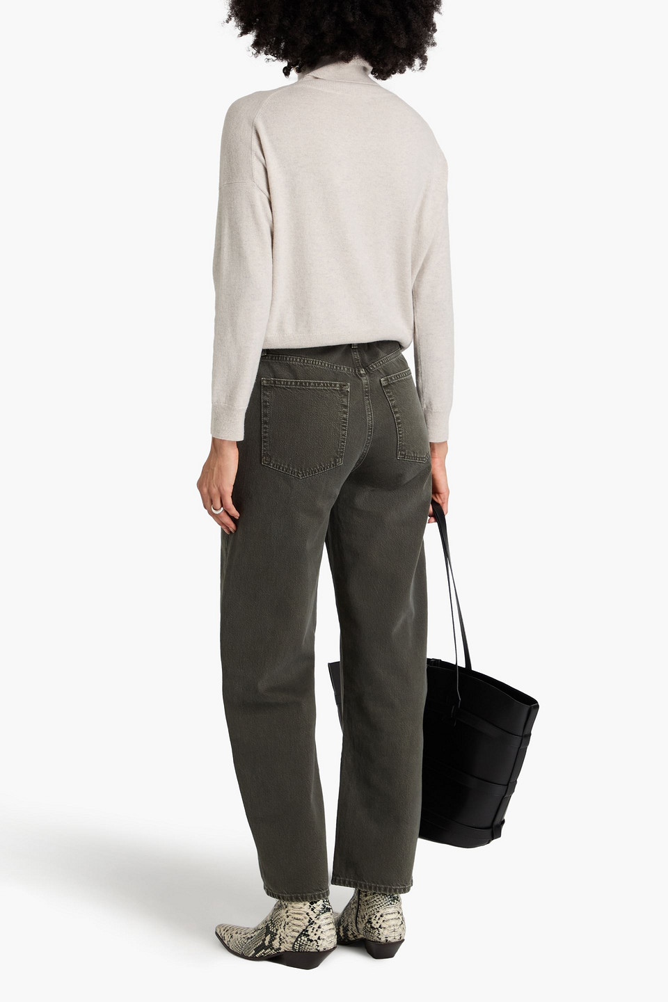 Frame Long Barrel Jeans Serpentine In Dark Green