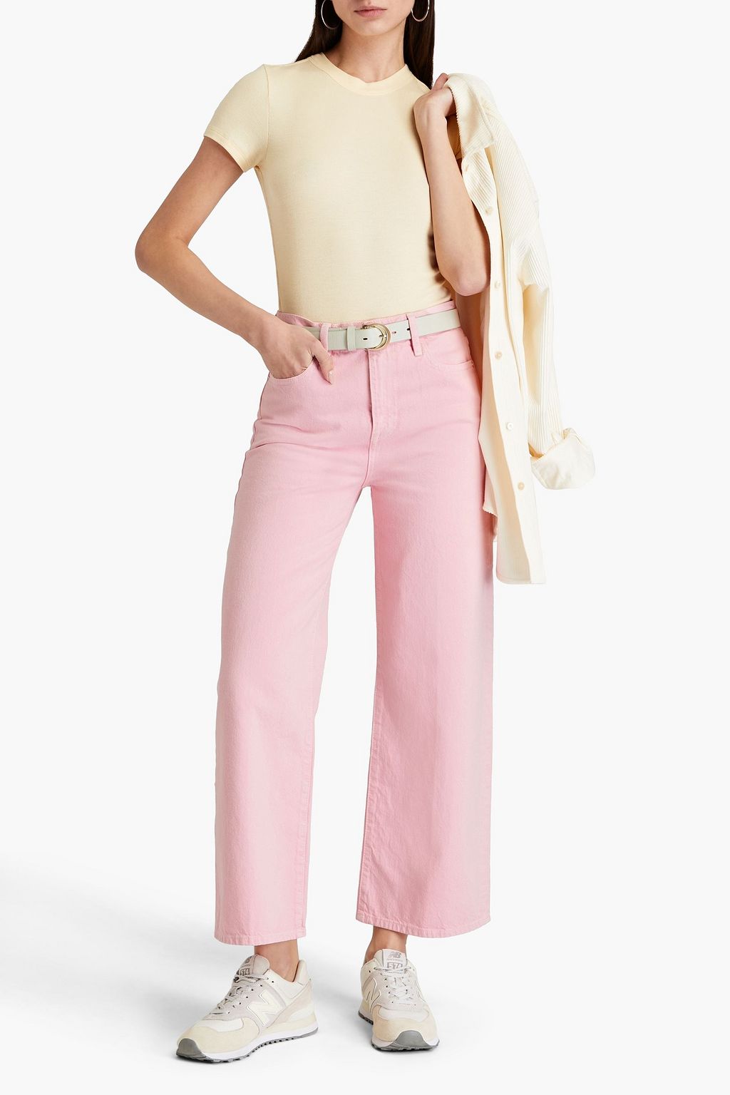 FRAME بنطال جينز "Le Jane Wide Crop" واسع وقصير بأرجل واسعة وخصر عالٍ