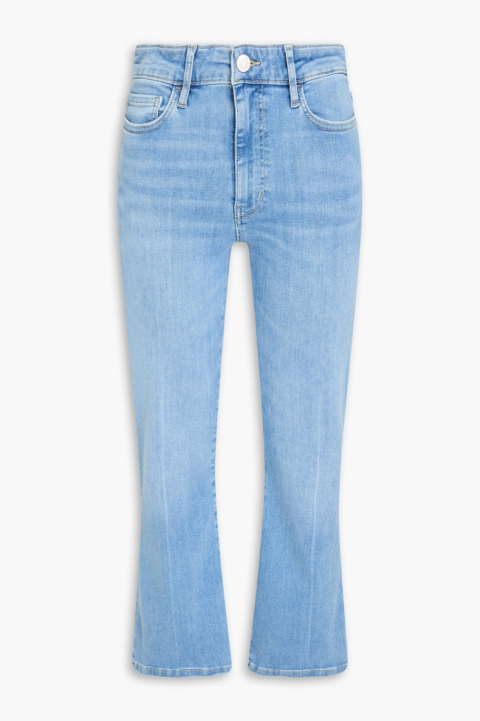 Frame Le Crop Mini Boot Faded High-rise Bootcut Jeans In Light Denim
