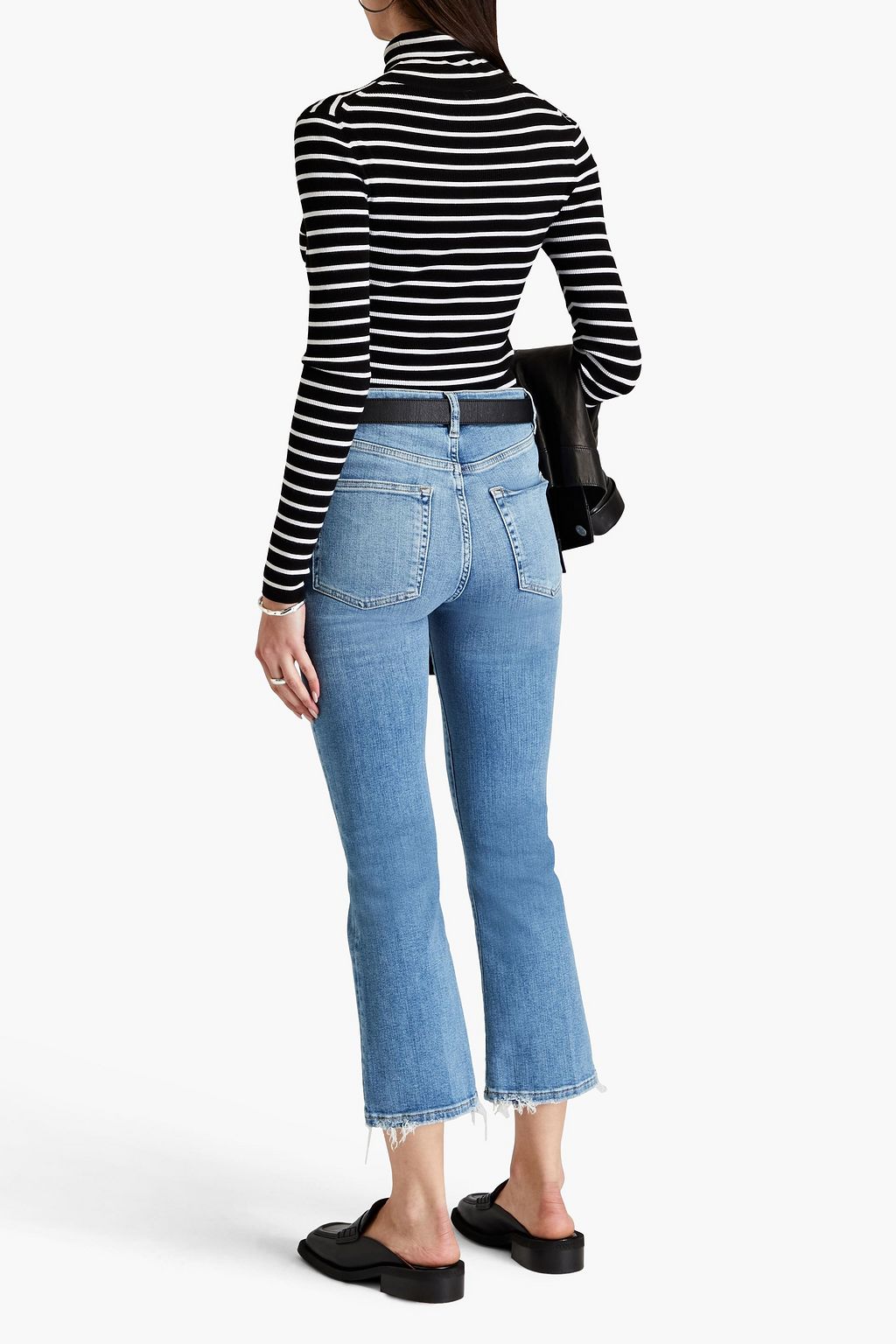 FRAME بنطال جينز "Le Crop Mini Boot" بقصّة بوت كت وخصر عالٍ ولون باهت