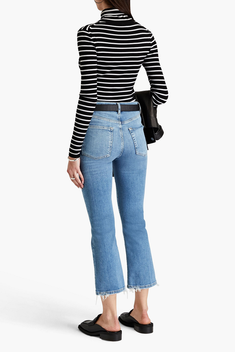 FRAME LE CROP MINI BOOT FADED HIGH-RISE BOOTCUT JEANS