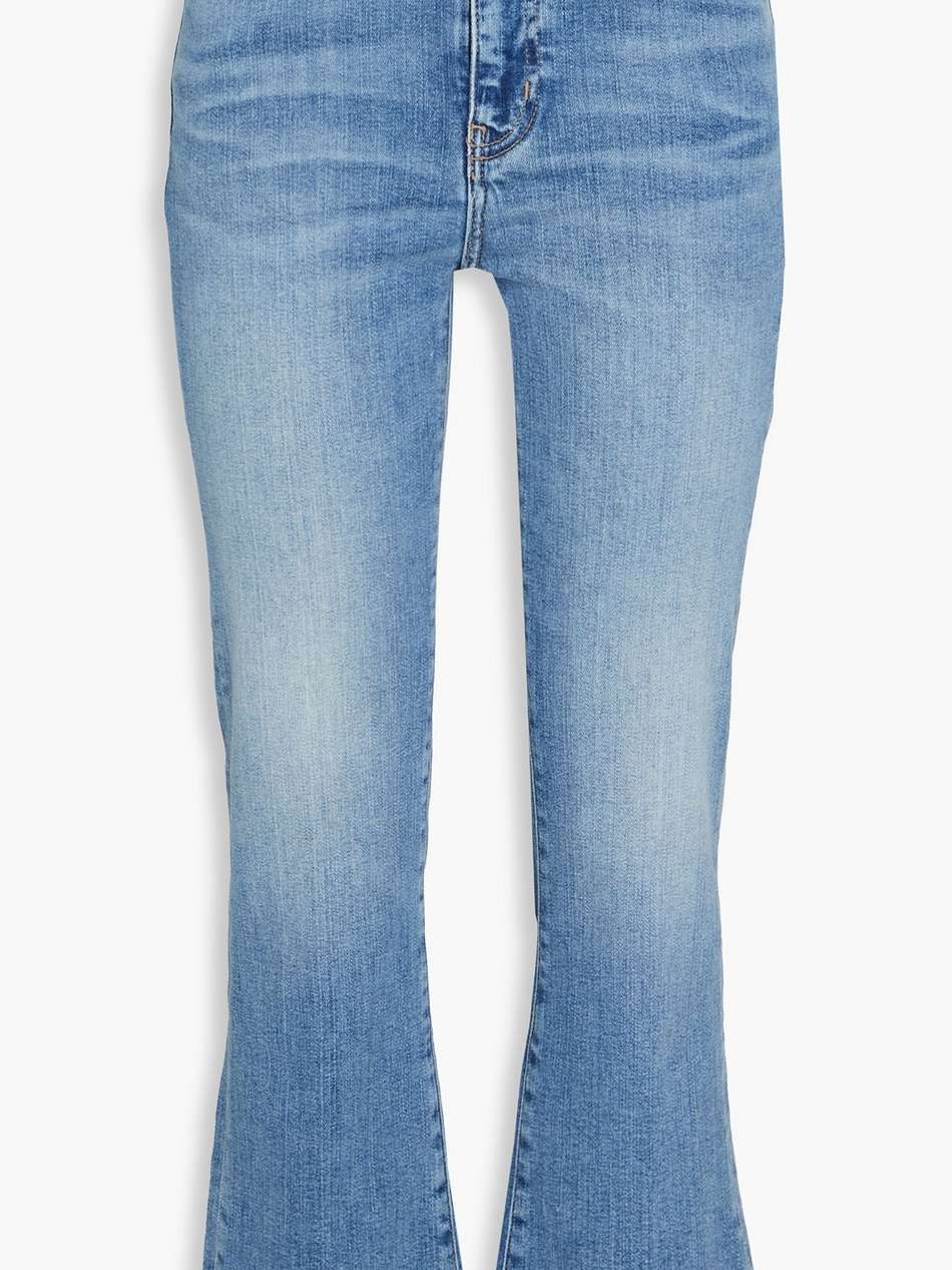 le crop mini boot faded high-rise bootcut jeans