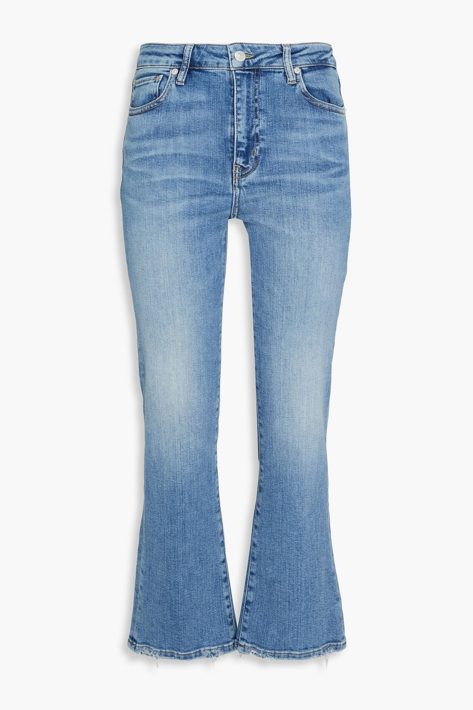 Frame Le Crop Mini Boot Faded High-rise Bootcut Jeans In Light Denim