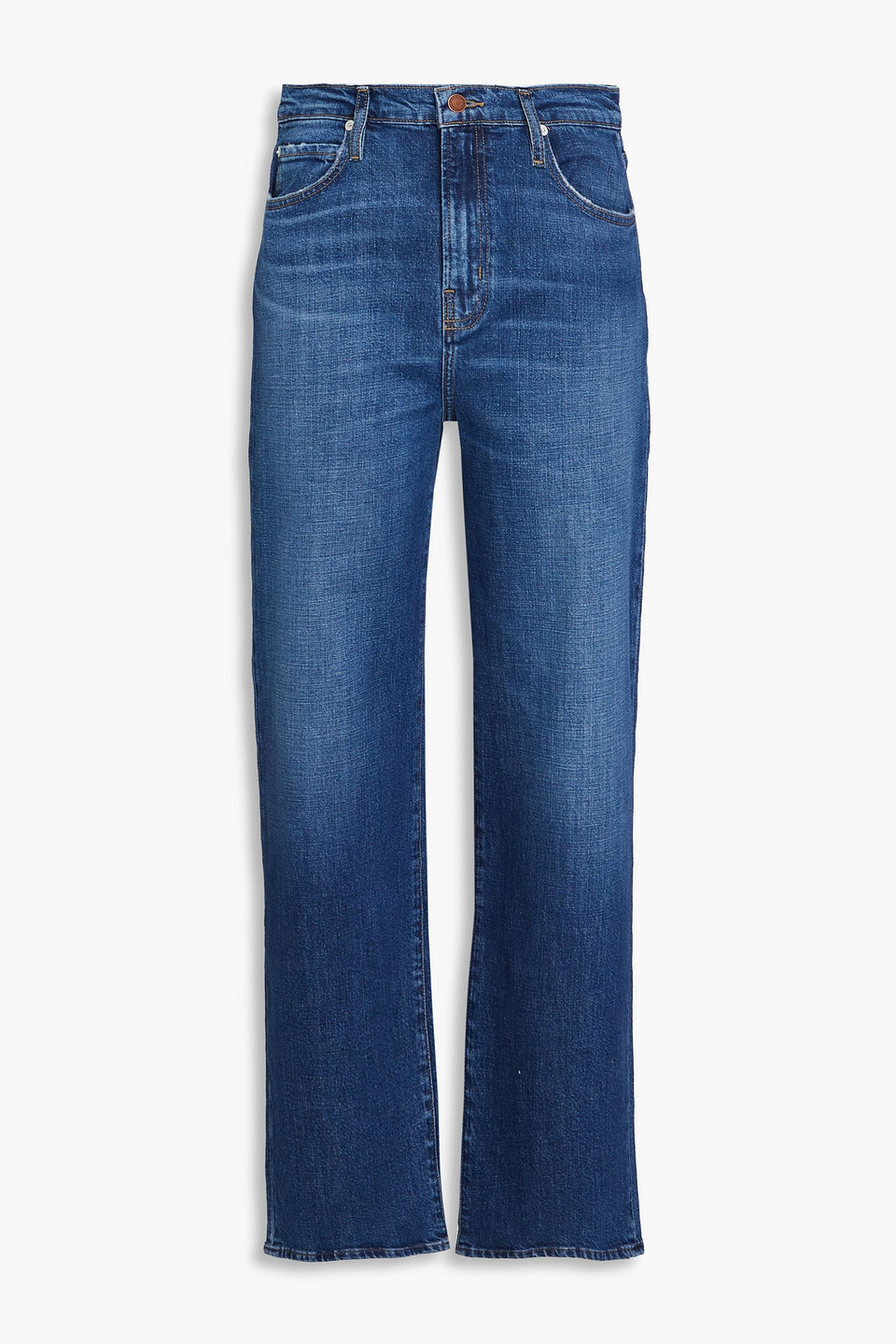 Frame Le Jane Faded High-rise Straight-leg Jeans In Dark Denim