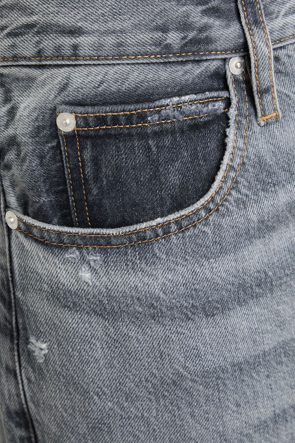 FRAME جينز TThe Relaxed Straight Raw Fray بأرجل مستقيمة وخصر عالٍ
