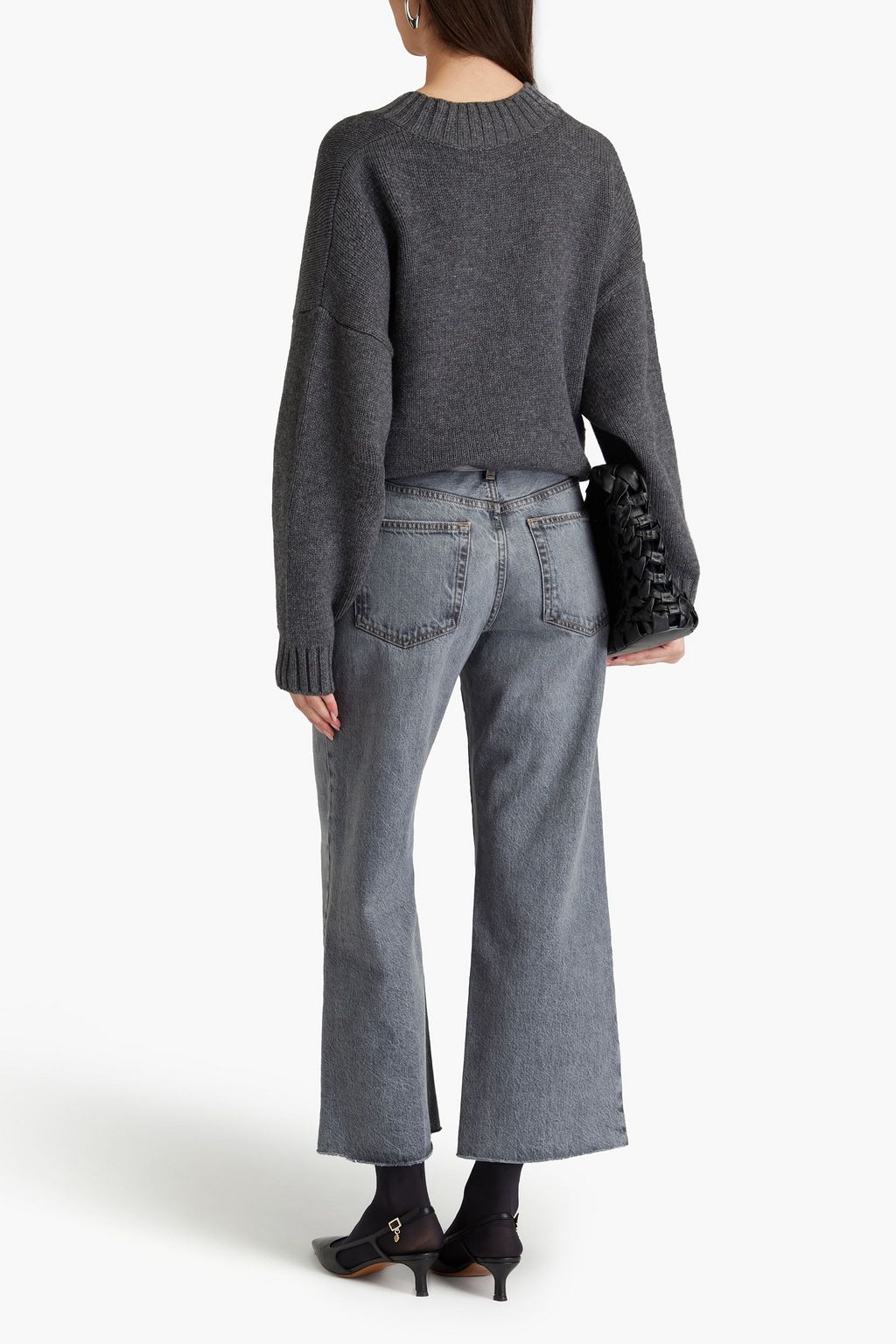 FRAME جينز TThe Relaxed Straight Raw Fray بأرجل مستقيمة وخصر عالٍ