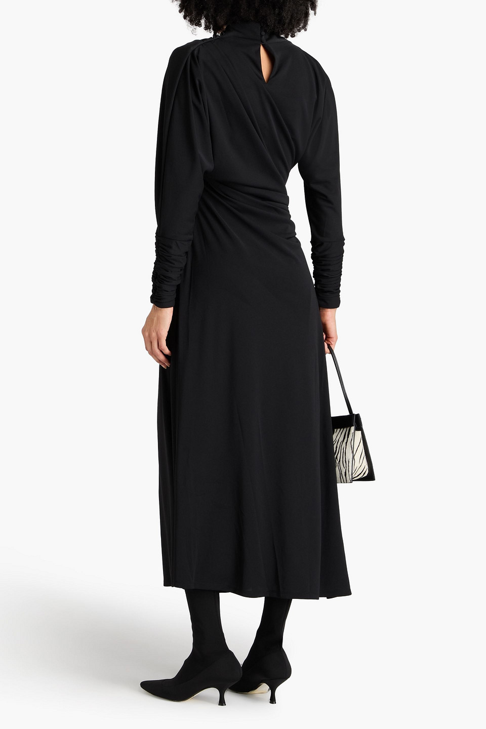 Nicholas Gerafftes Midikleid Aus Jersey In Schwarz