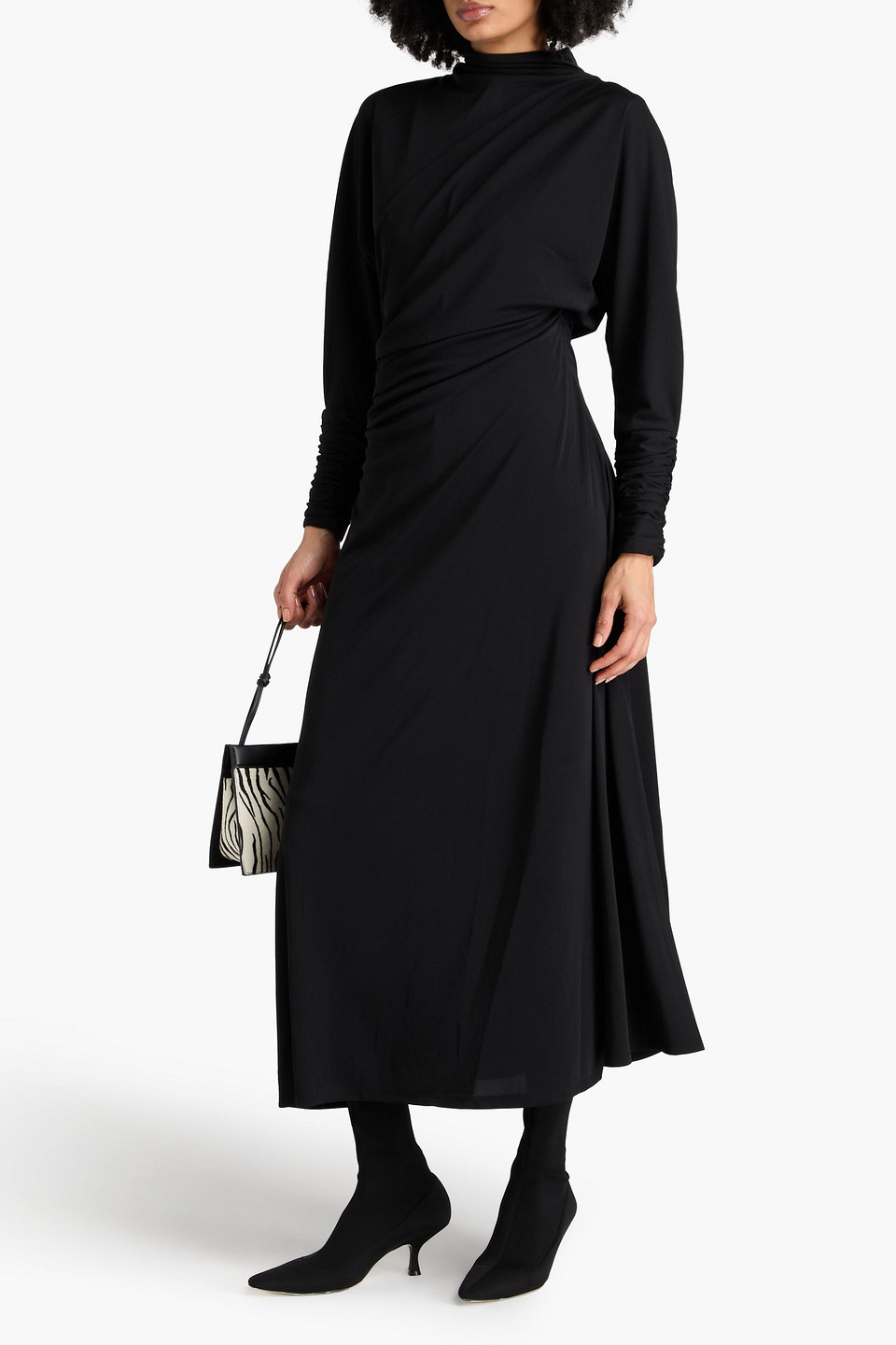 Nicholas Gerafftes Midikleid Aus Jersey In Schwarz
