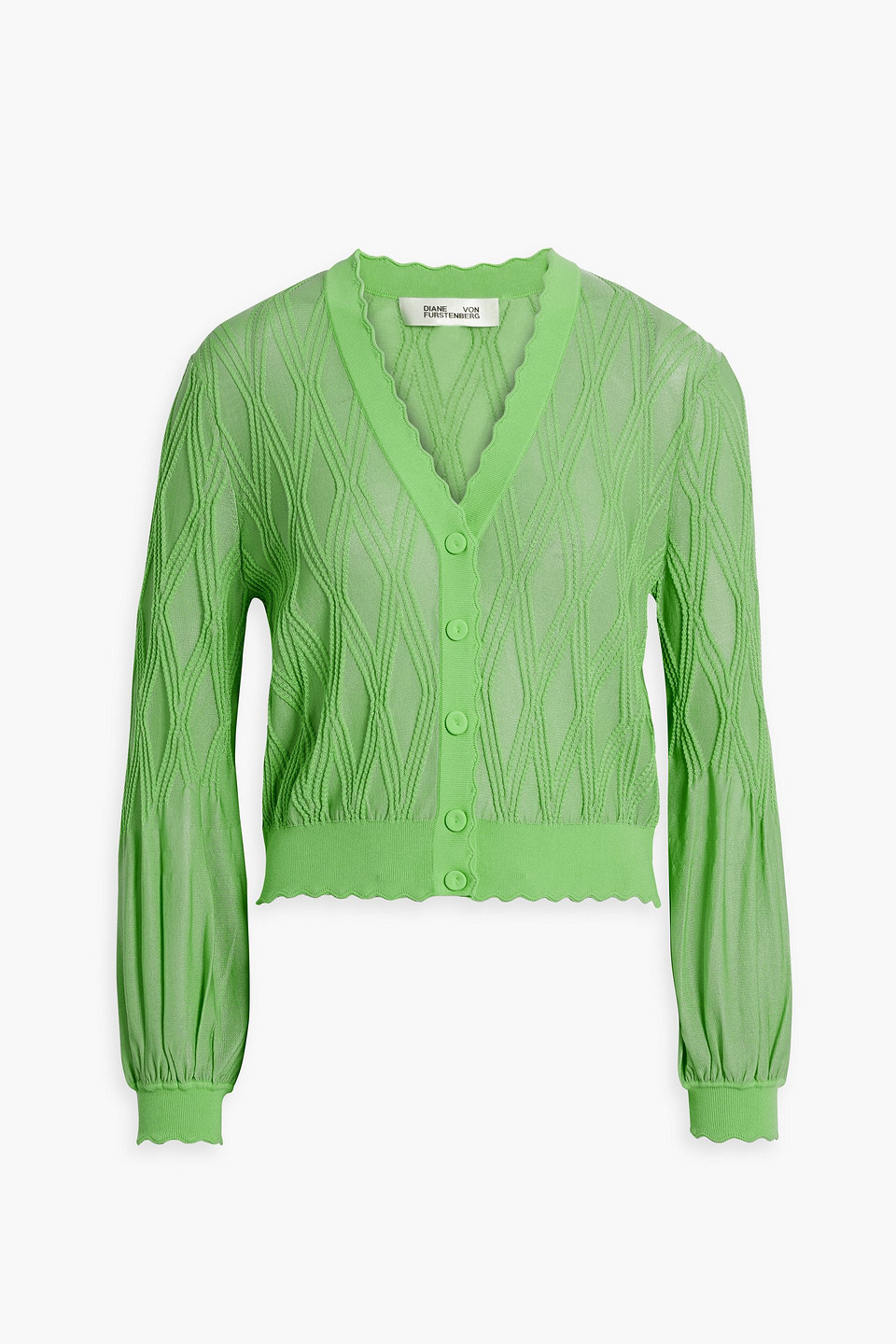 Diane Von Furstenberg Pomela Jacquard-knit Cardigan In Green