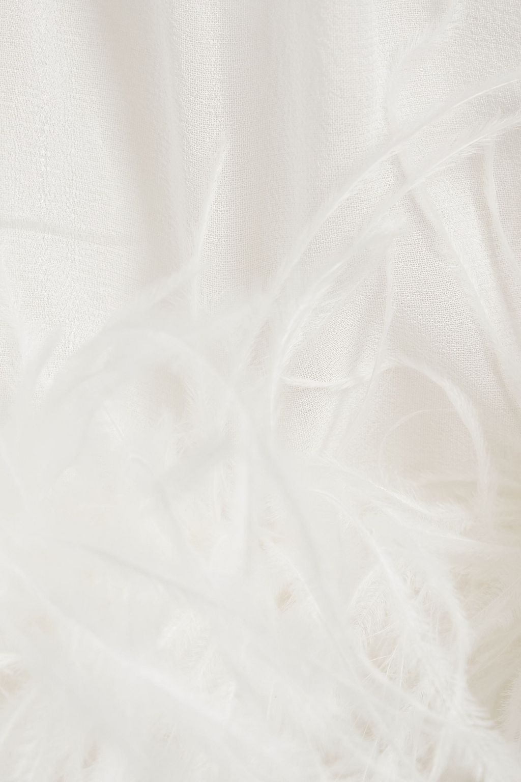 MAGDA BUTRYM Off-the-shoulder feather-trimmed silk-crepe mini dress