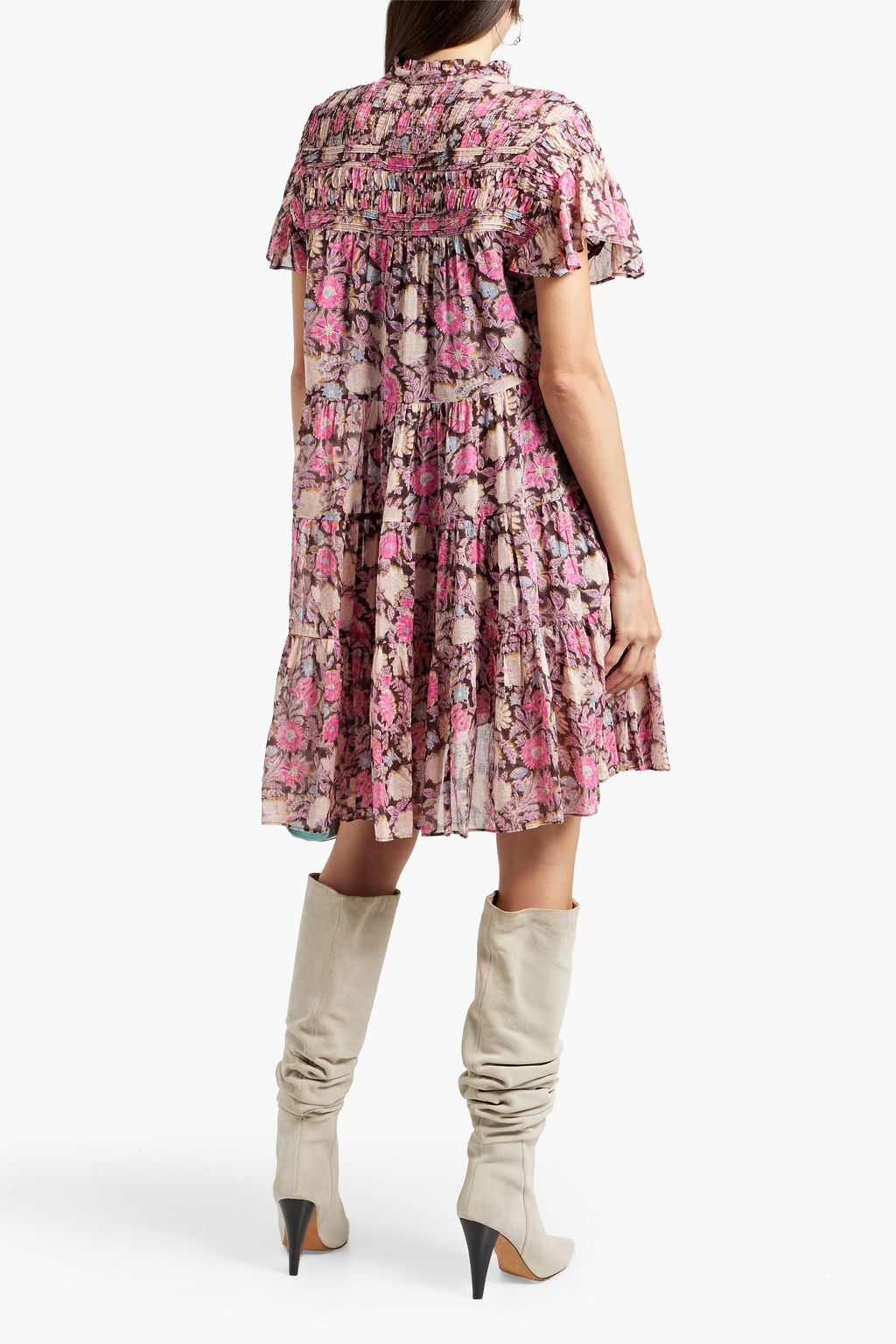 MARANT ÉTOILE Lanikaye tiered floral-print cotton-voile mini dress