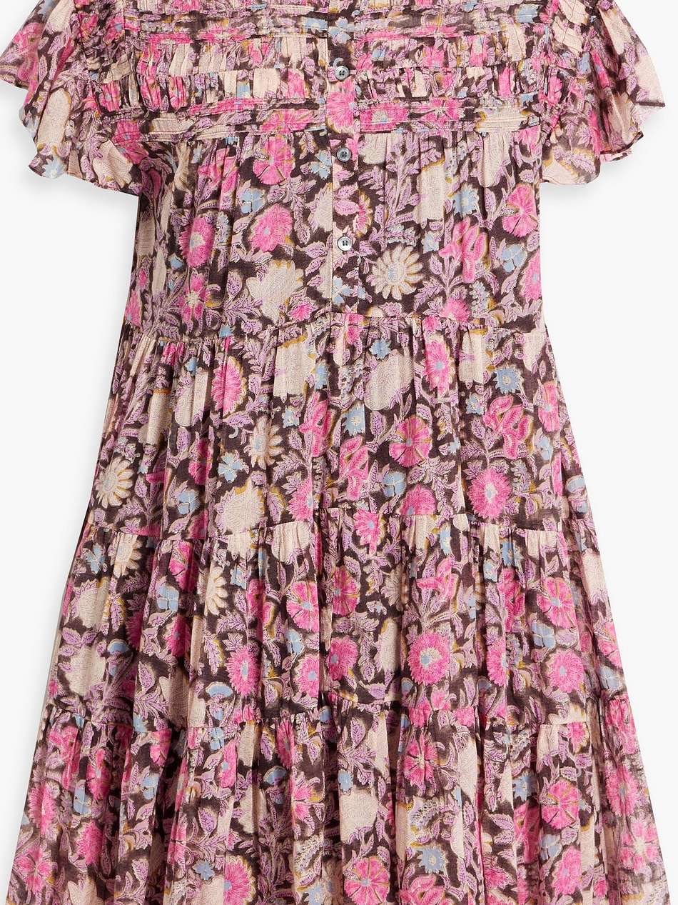 lanikaye tiered floral-print cotton-voile mini dress