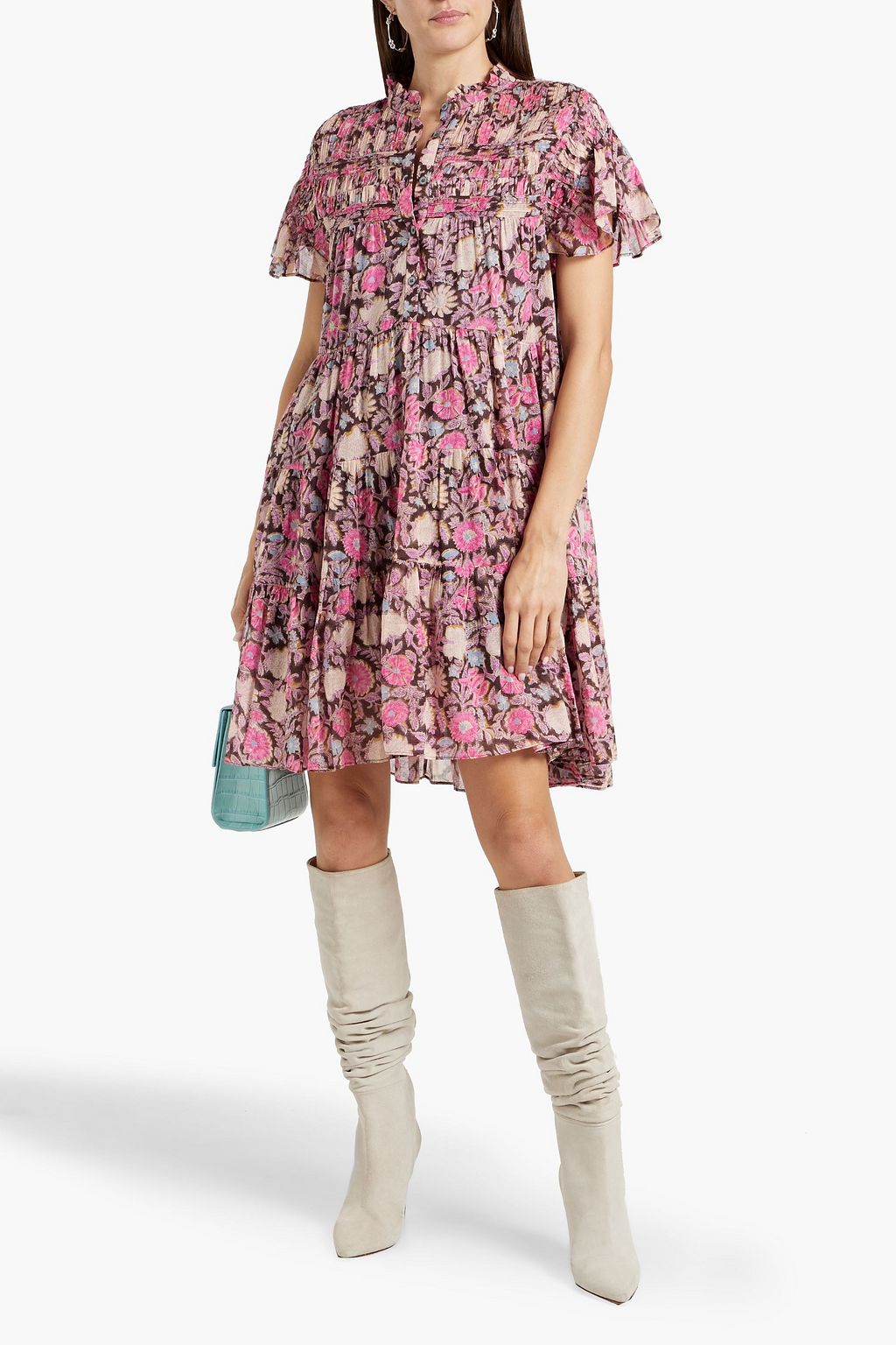MARANT ÉTOILE Lanikaye tiered floral-print cotton-voile mini dress