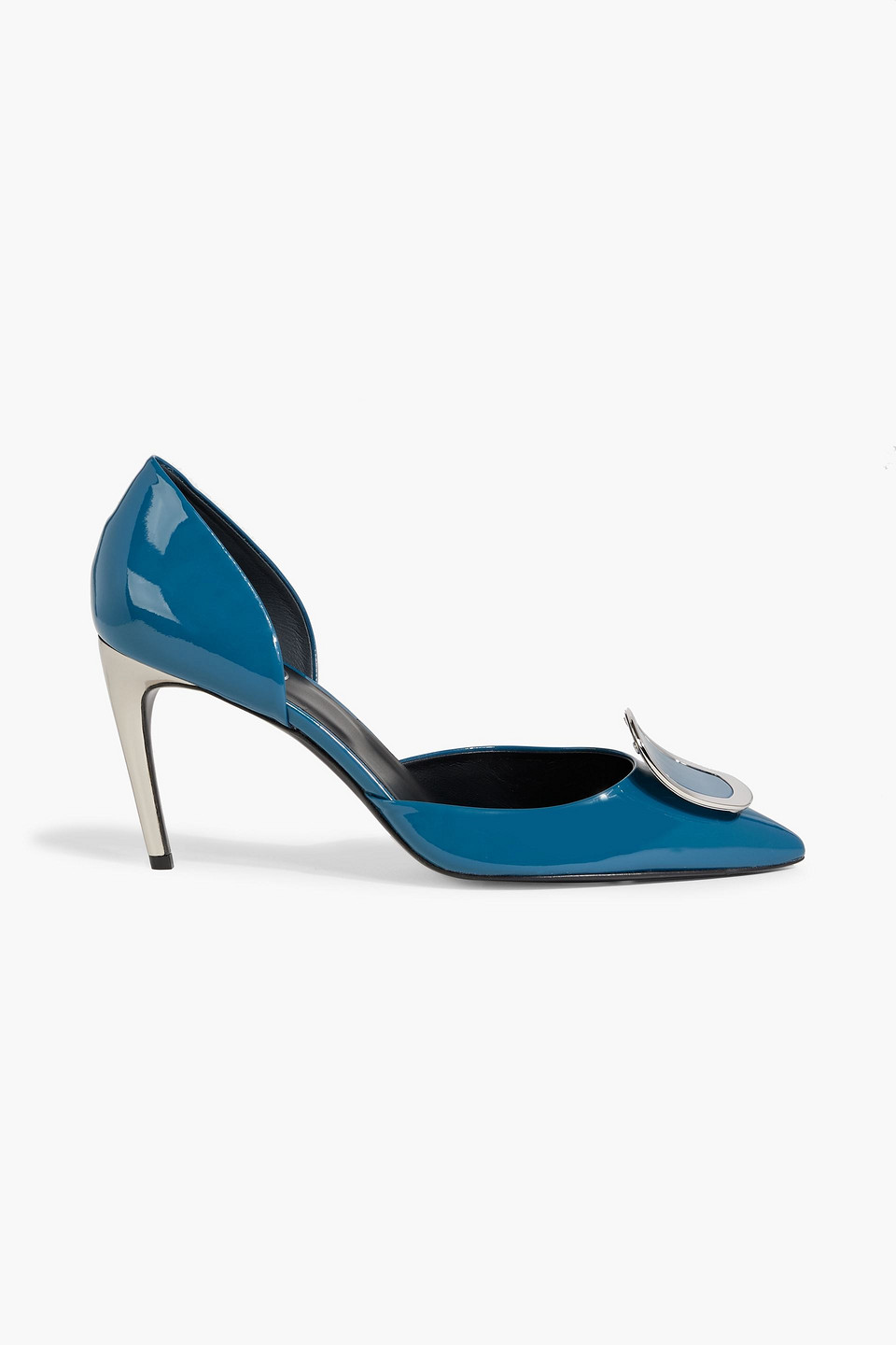 Roger Vivier Buckle-embellished Patent-leather Pumps In Petrol