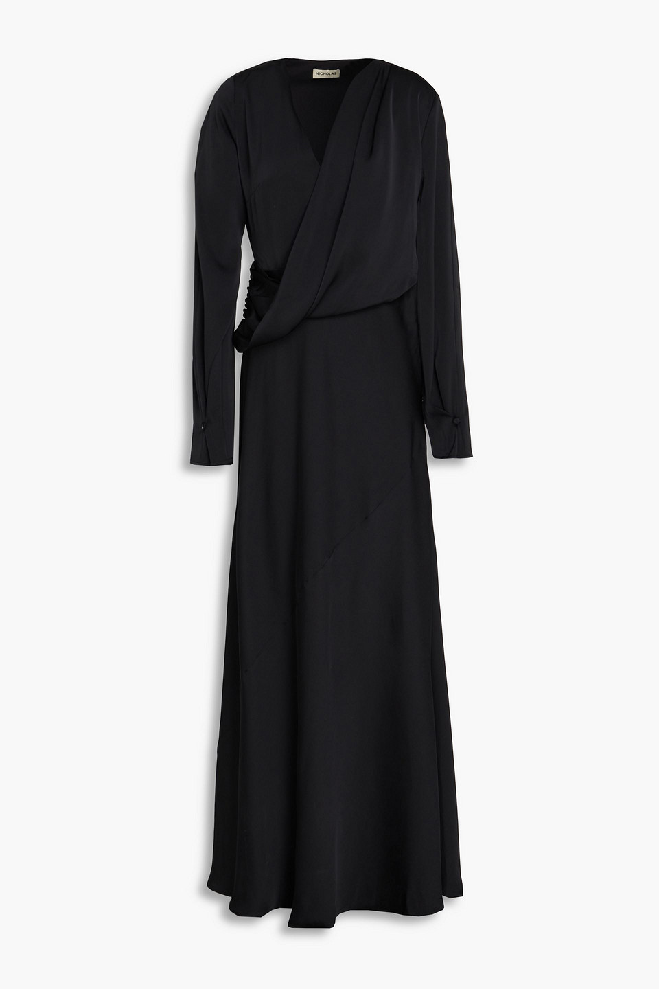 Nicholas Drapiertes Maxikleid Aus Satin In Schwarz