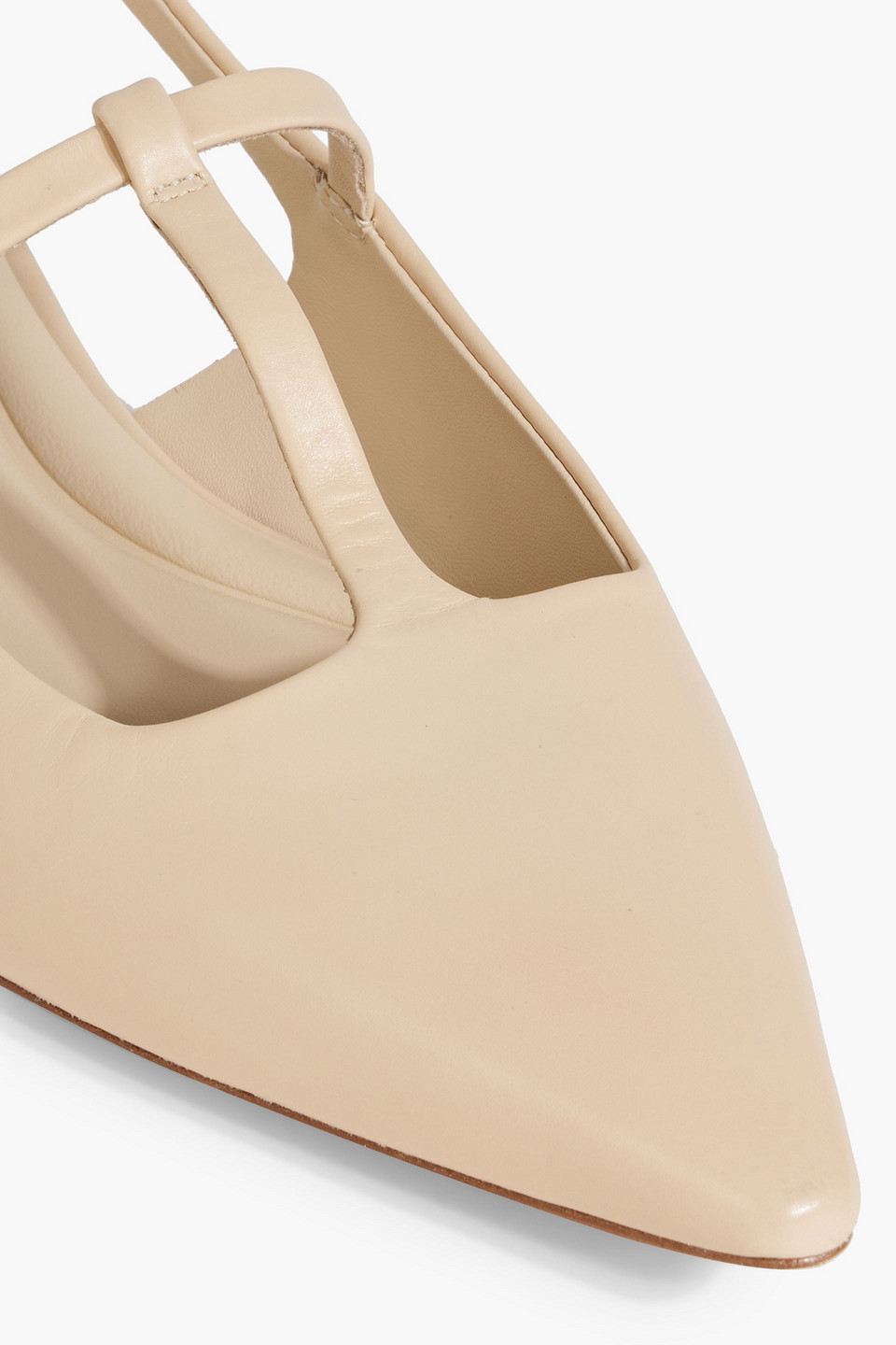 Vince Leather Slingback Point-toe Flats In Beige