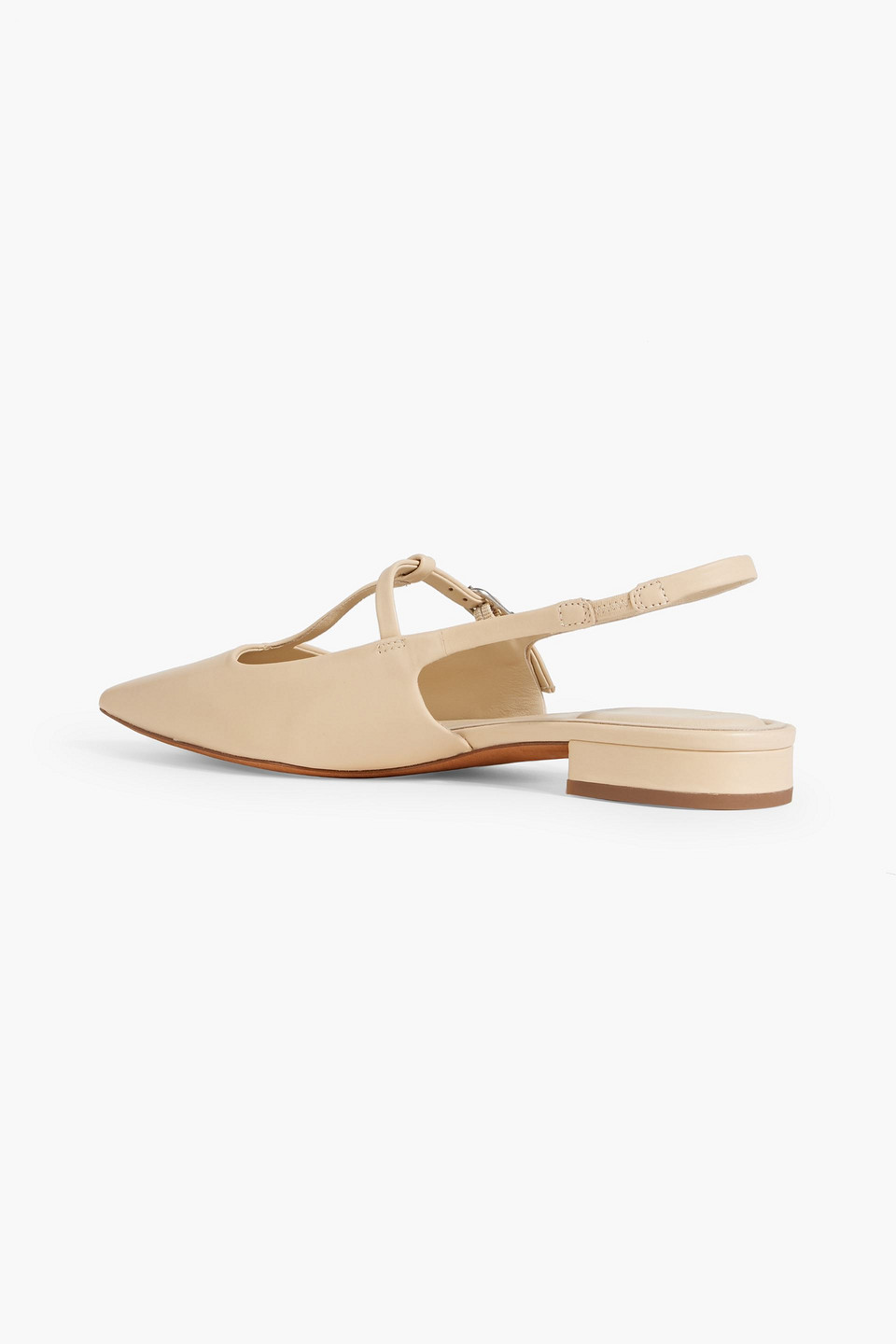 Vince Leather Slingback Point-toe Flats In Beige