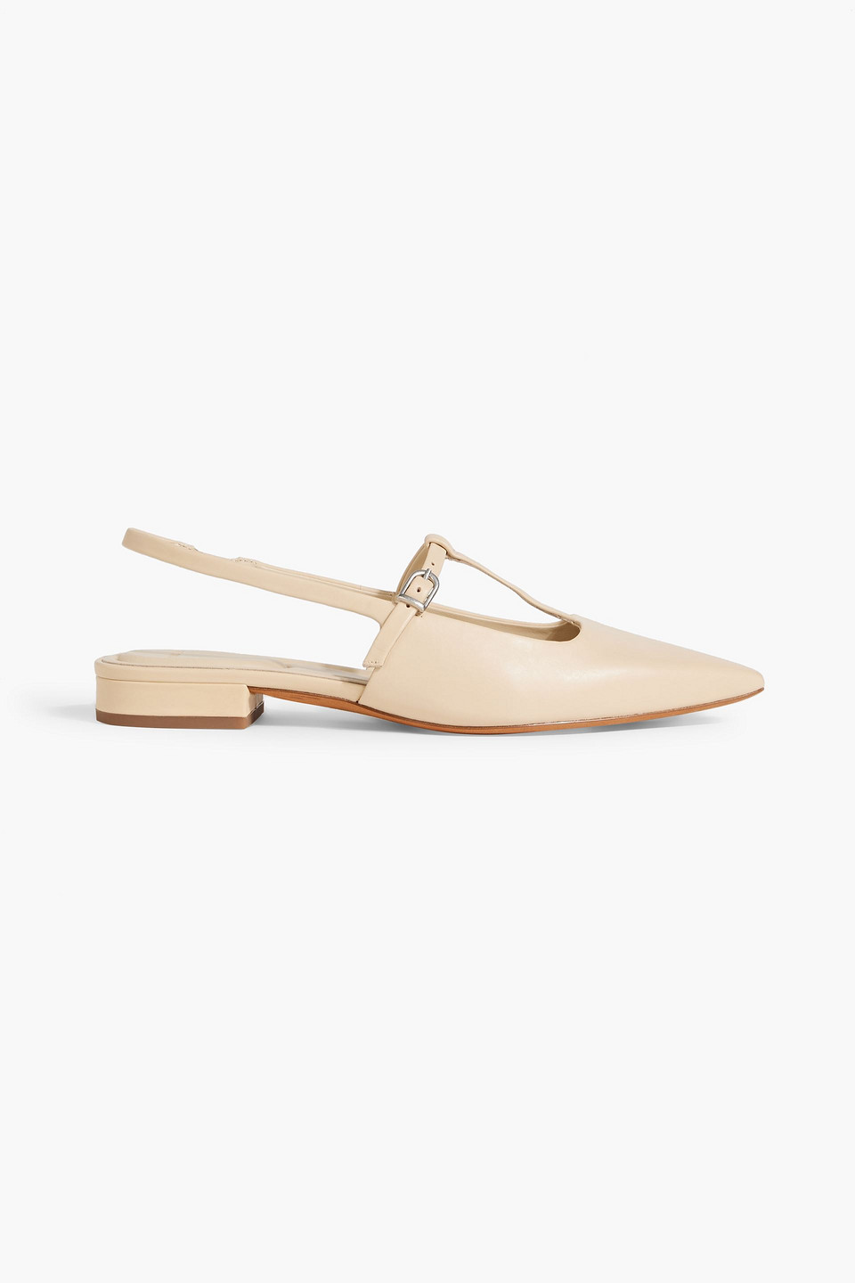 Vince Leather Slingback Point-toe Flats In Beige
