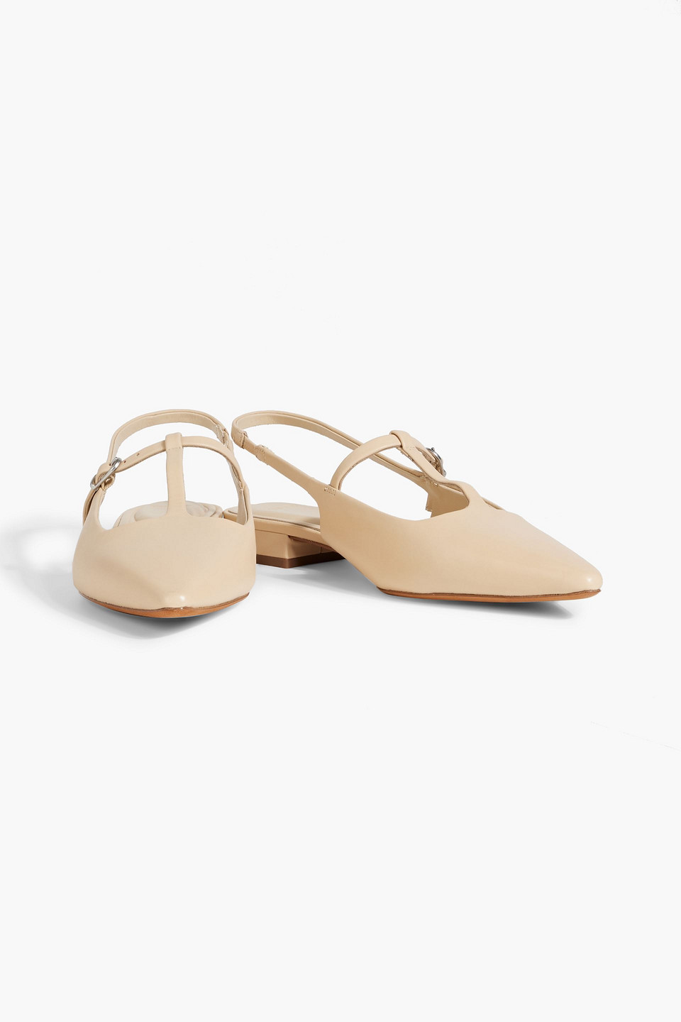 Vince Leather Slingback Point-toe Flats In Beige
