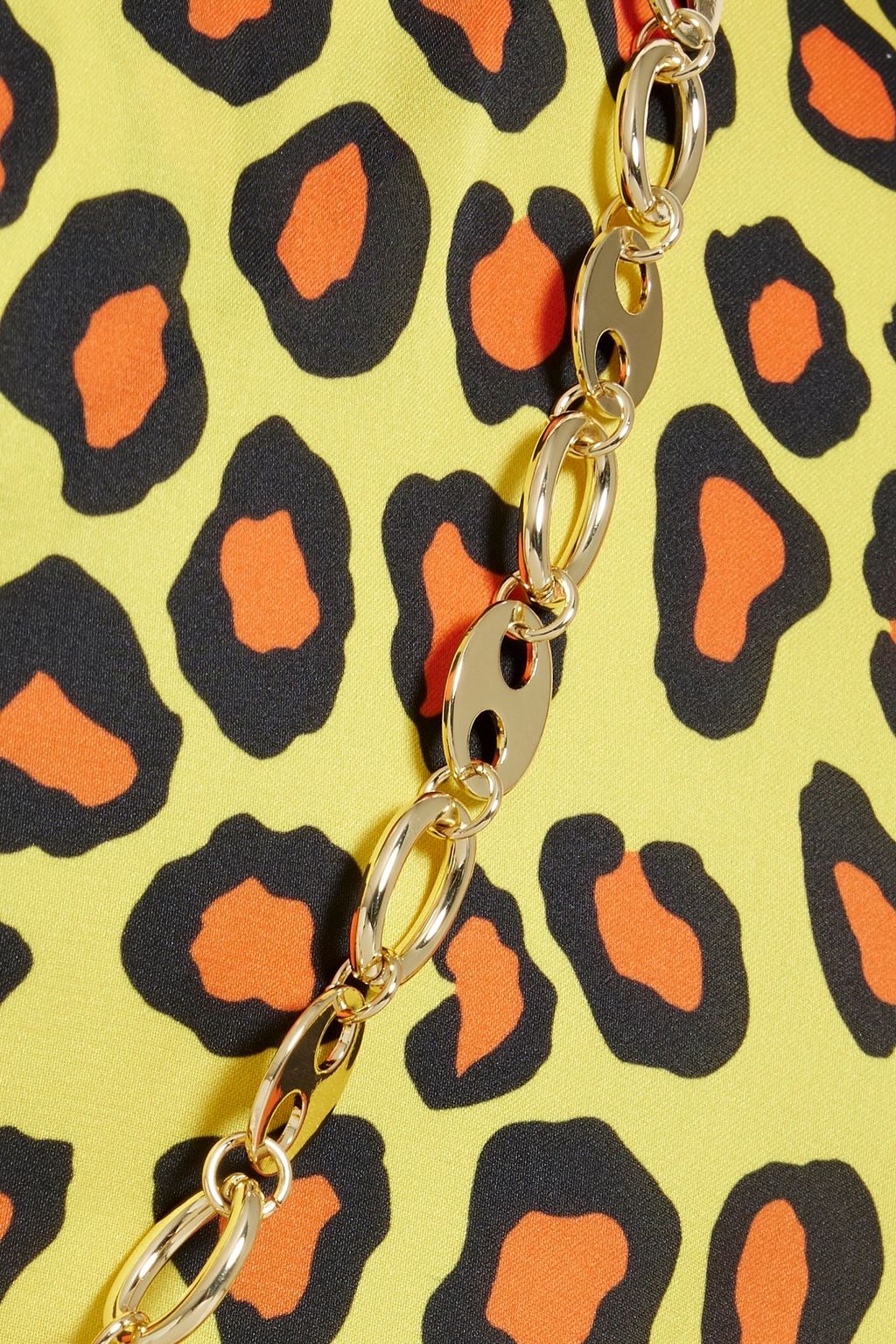 RABANNE Chain-embellished leopard-print satin maxi skirt