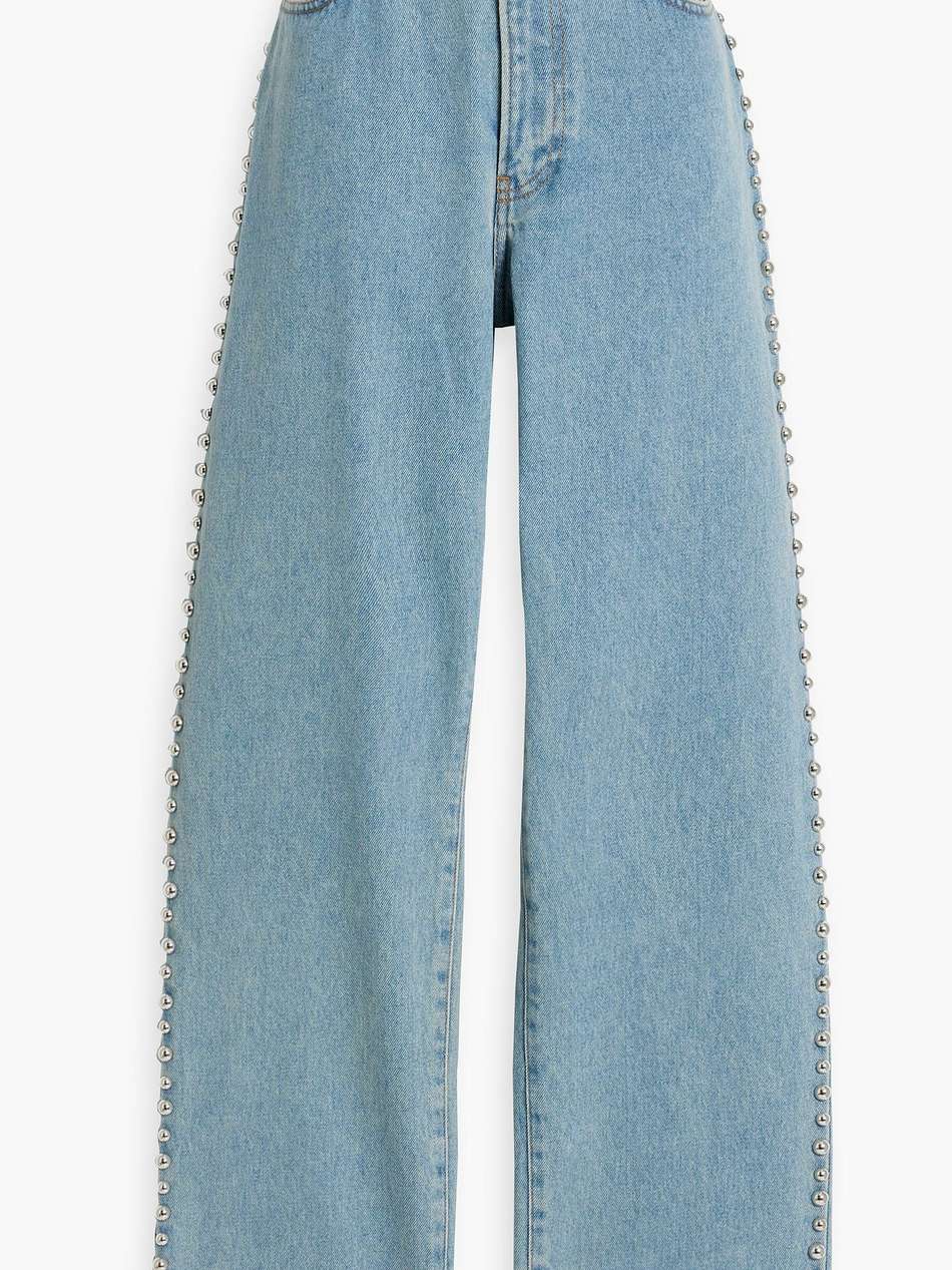 studded high-rise straight-leg jeans