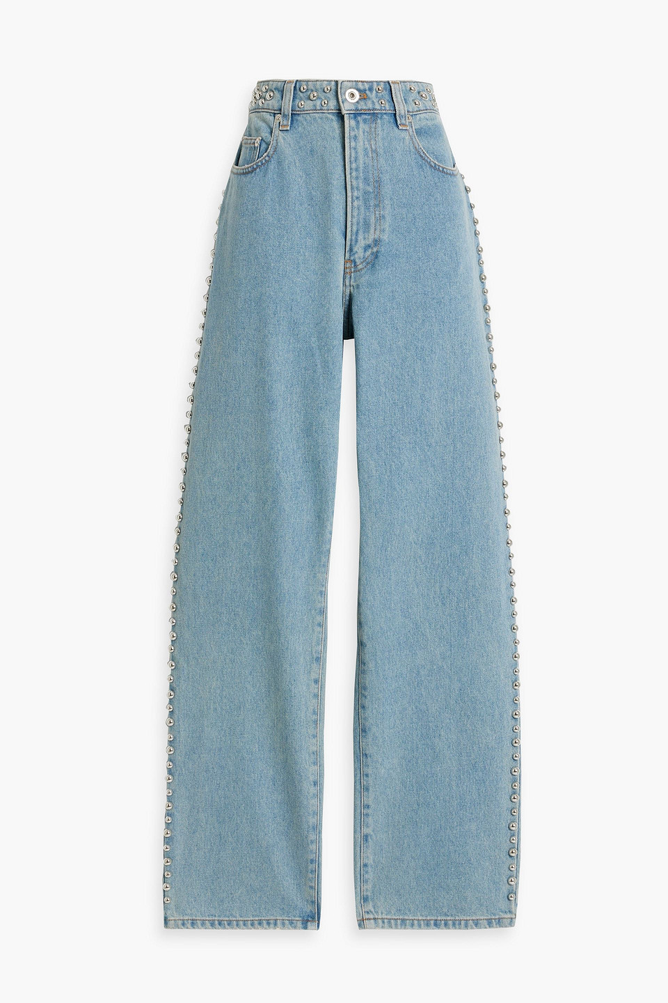 Studded high-rise straight-leg jeans