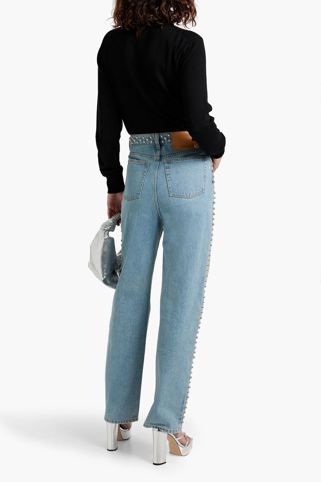 RABANNE Chain-embellished ribbed merino wool-blend sweater