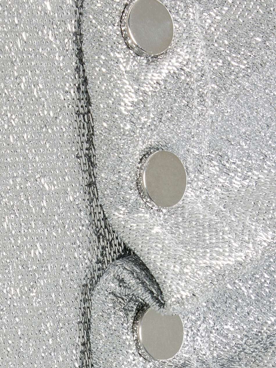 draped snap-detailed lamé maxi dress