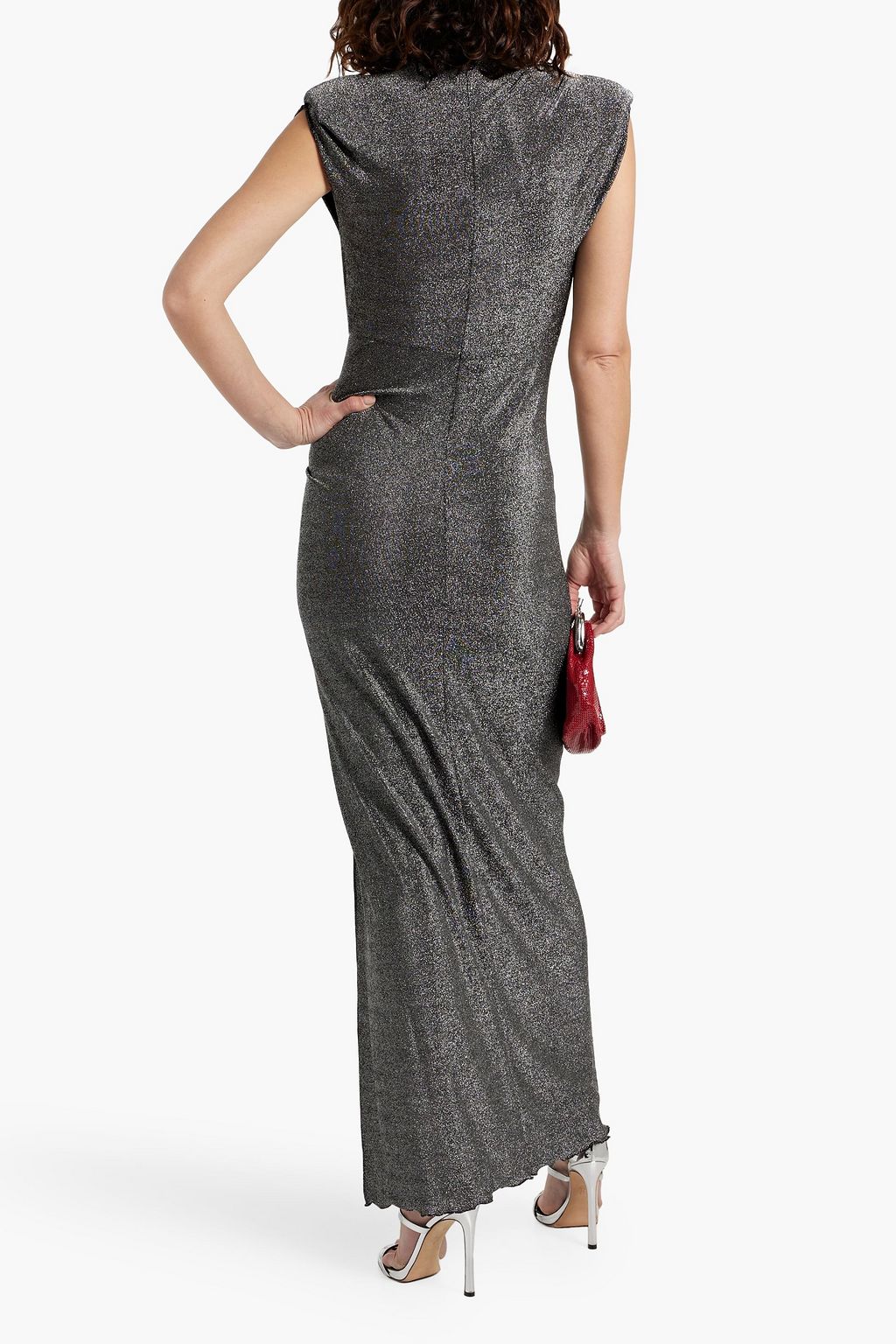DIANE VON FURSTENBERG Apollo ruched metallic stretch-knit maxi dress