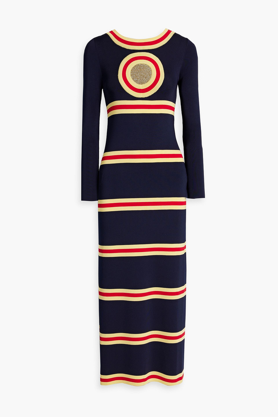 Rabanne Striped Ribbed-knit Midi Dress In Navy
