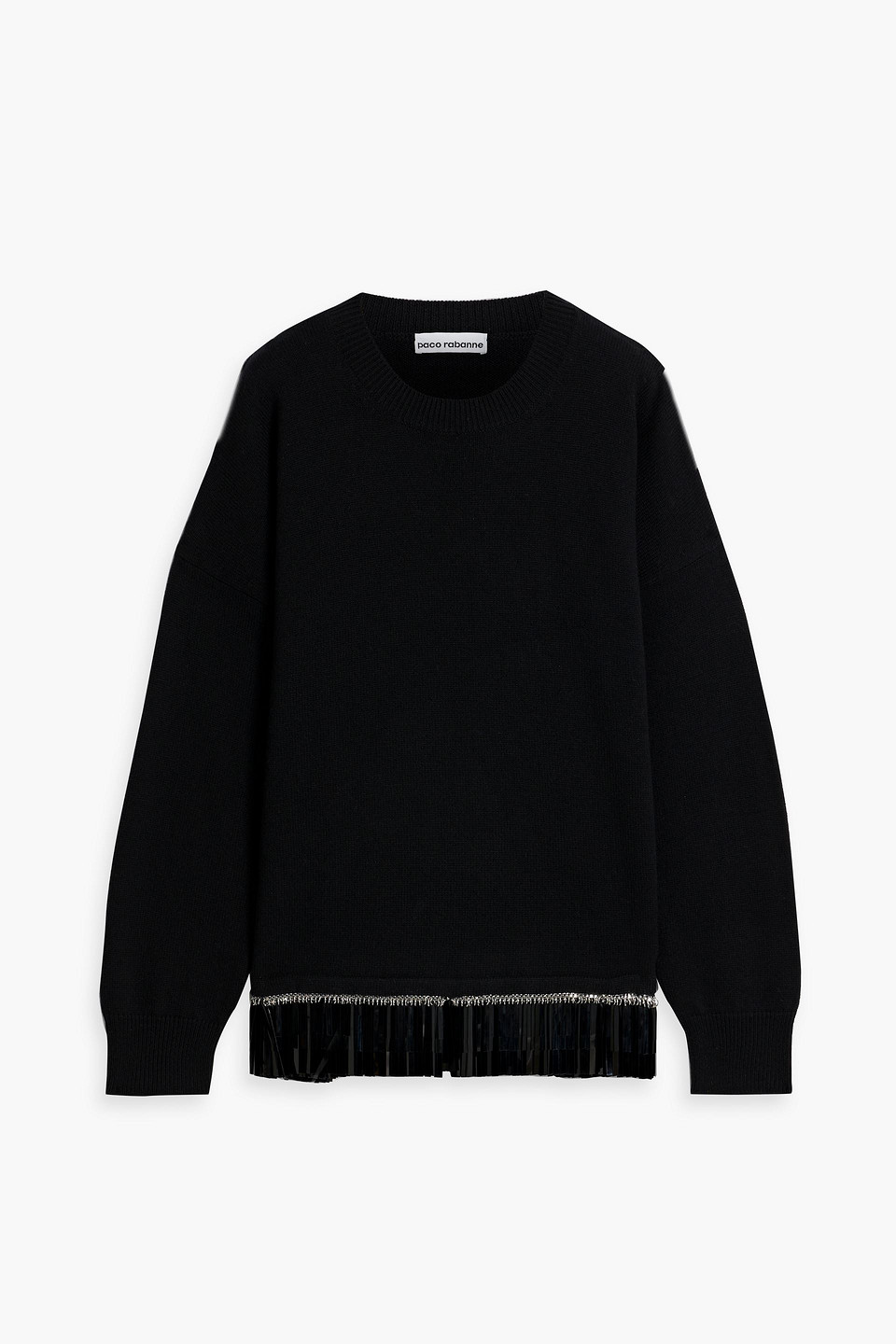 Rabanne Embellished Wool And Cashmere-blend Sweater In Black