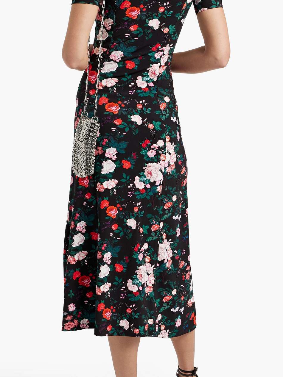 snap-detailed floral-print stretch-jersey midi dress