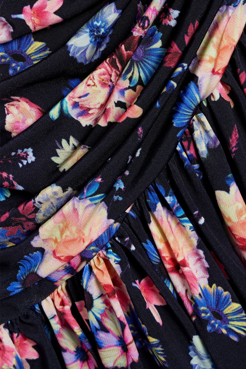 RABANNE Ruched floral-print stretch-jersey mini skirt