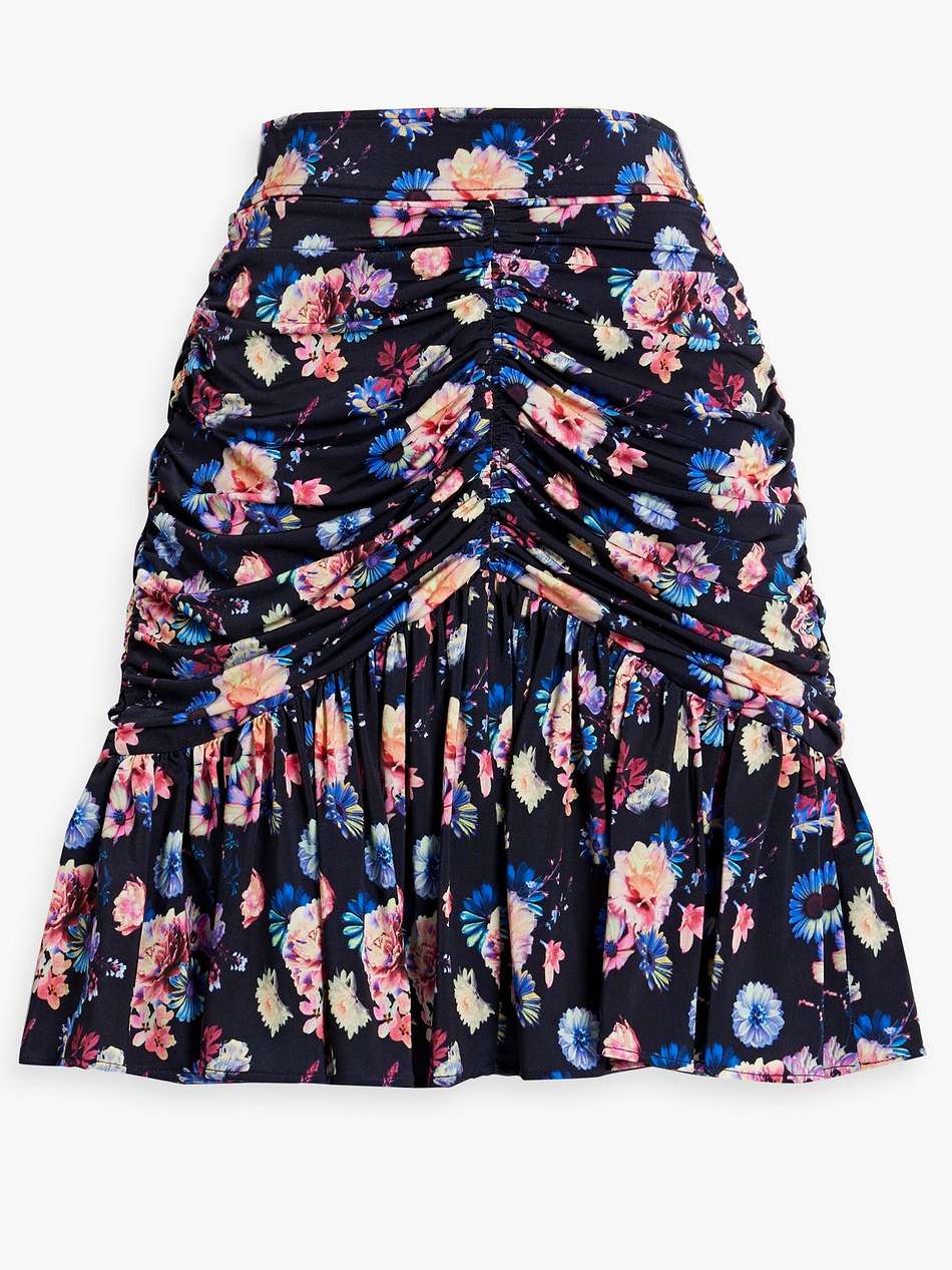 ruched floral-print stretch-jersey mini skirt