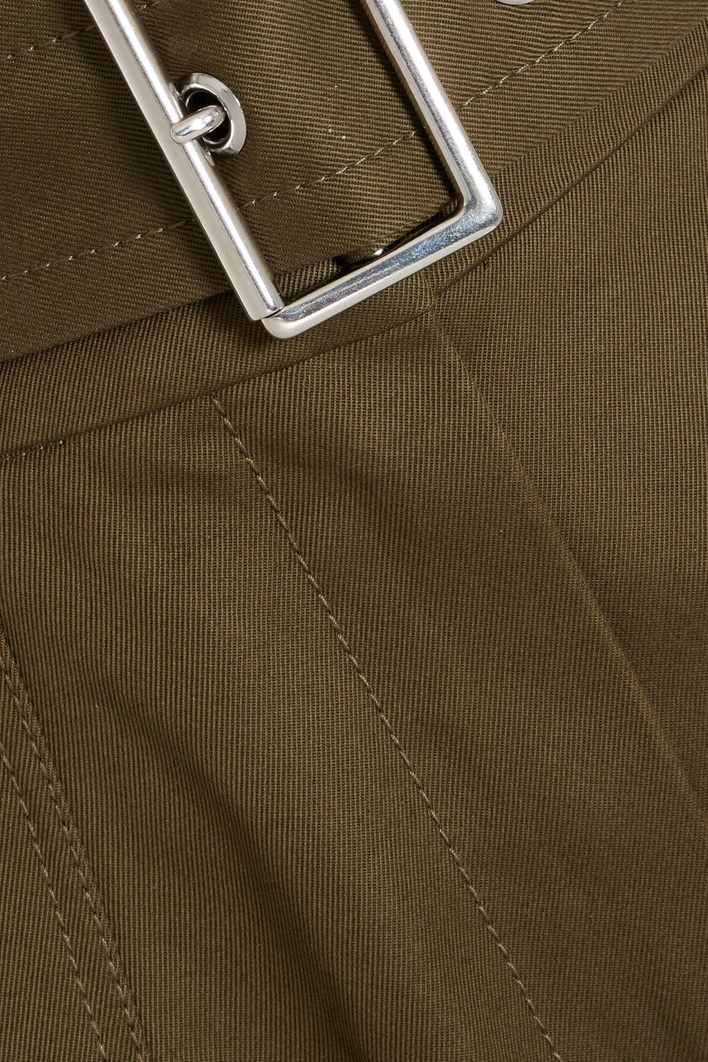 RABANNE Belted cotton-gabardine midi skirt