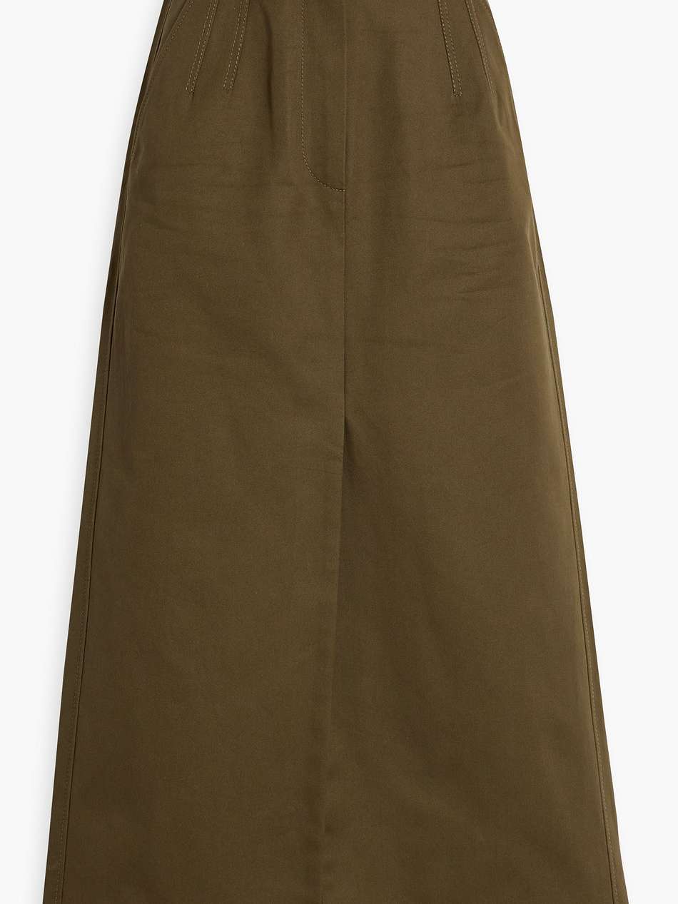 belted cotton-gabardine midi skirt