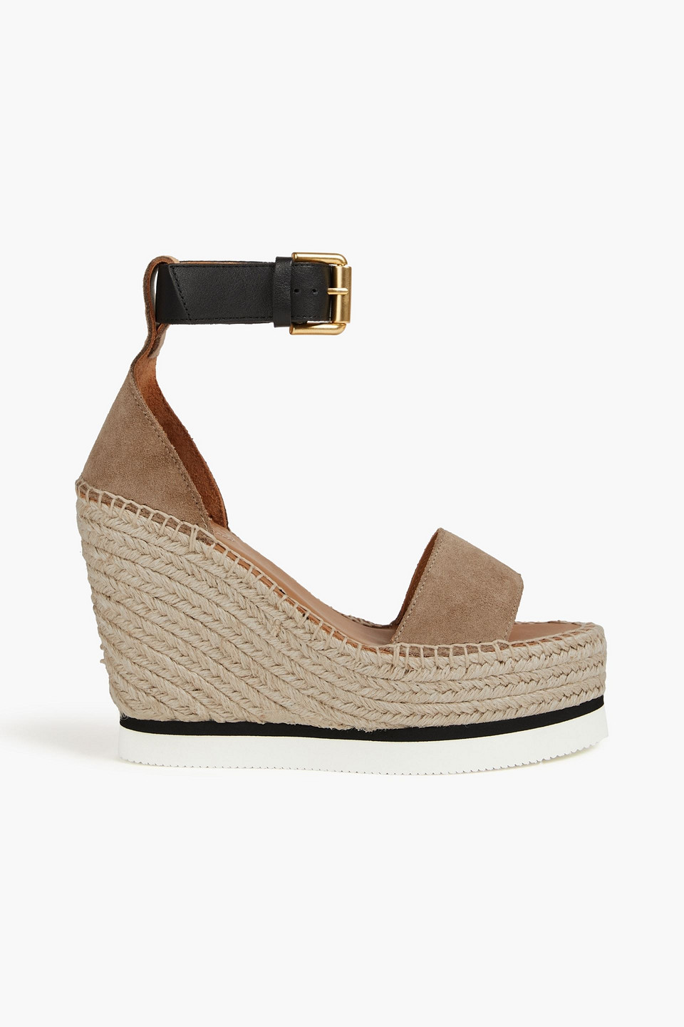 See By Chloé Leather And Suede Espadrille Wedge Sandals In Multi