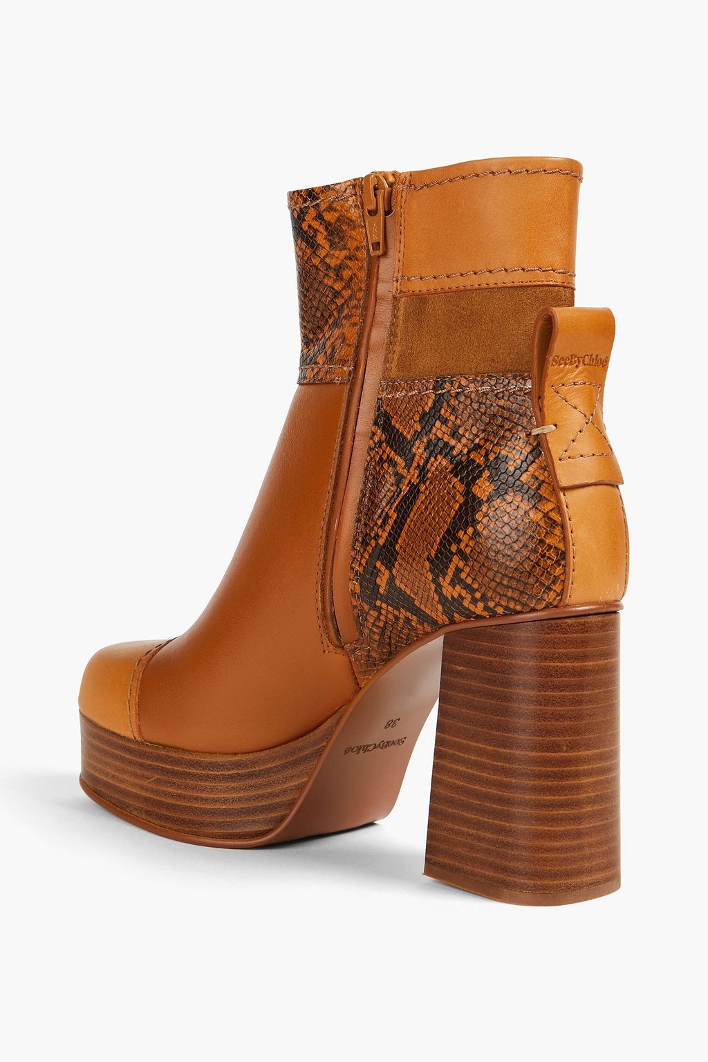 SEE BY CHLOÉ Irine snake-effect leather platform ankle boots