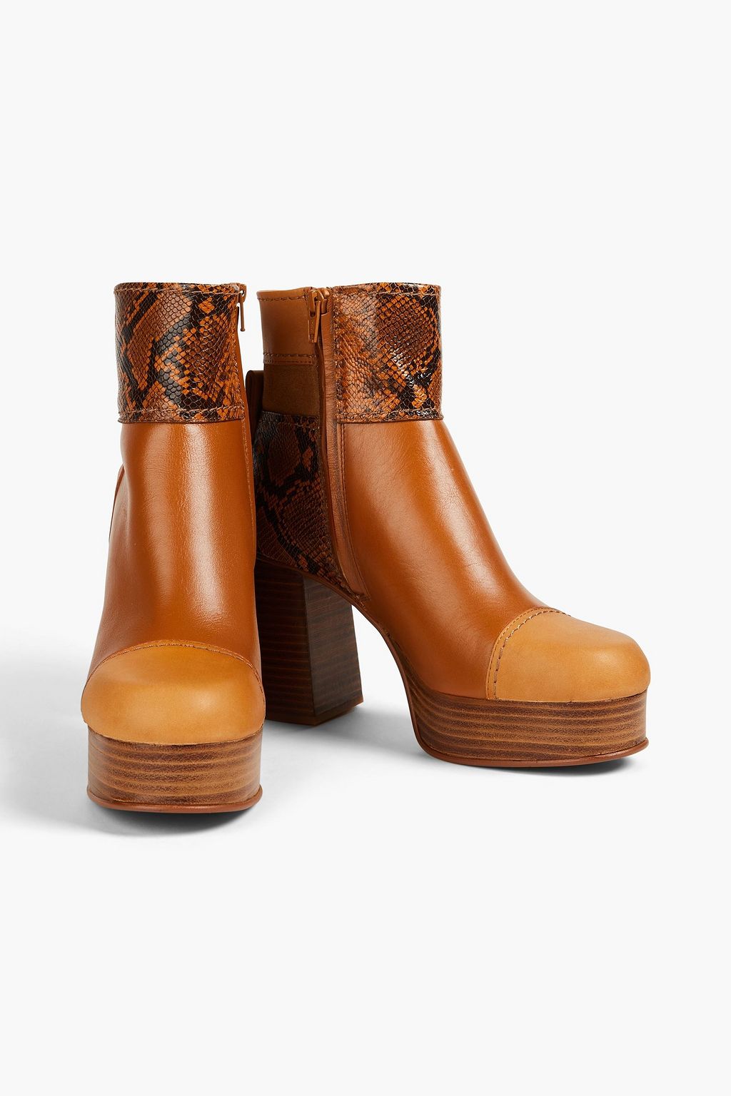 SEE BY CHLOÉ Irine snake-effect leather platform ankle boots