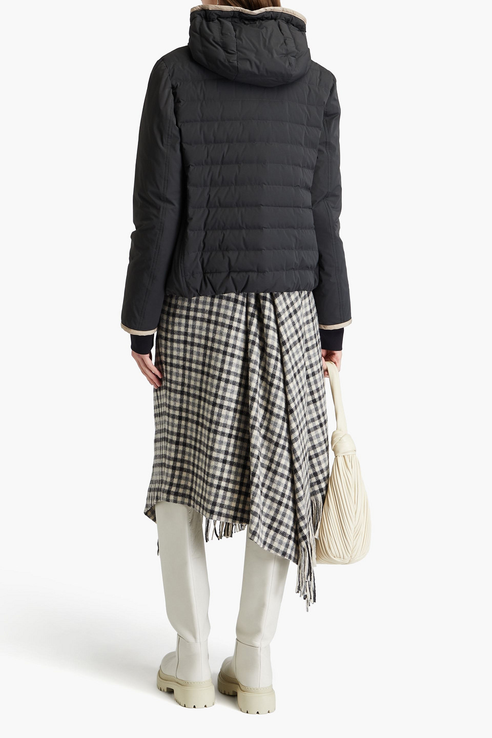 Brunello Cucinelli Quilted Shell Hooded Down Jacket In Kohle