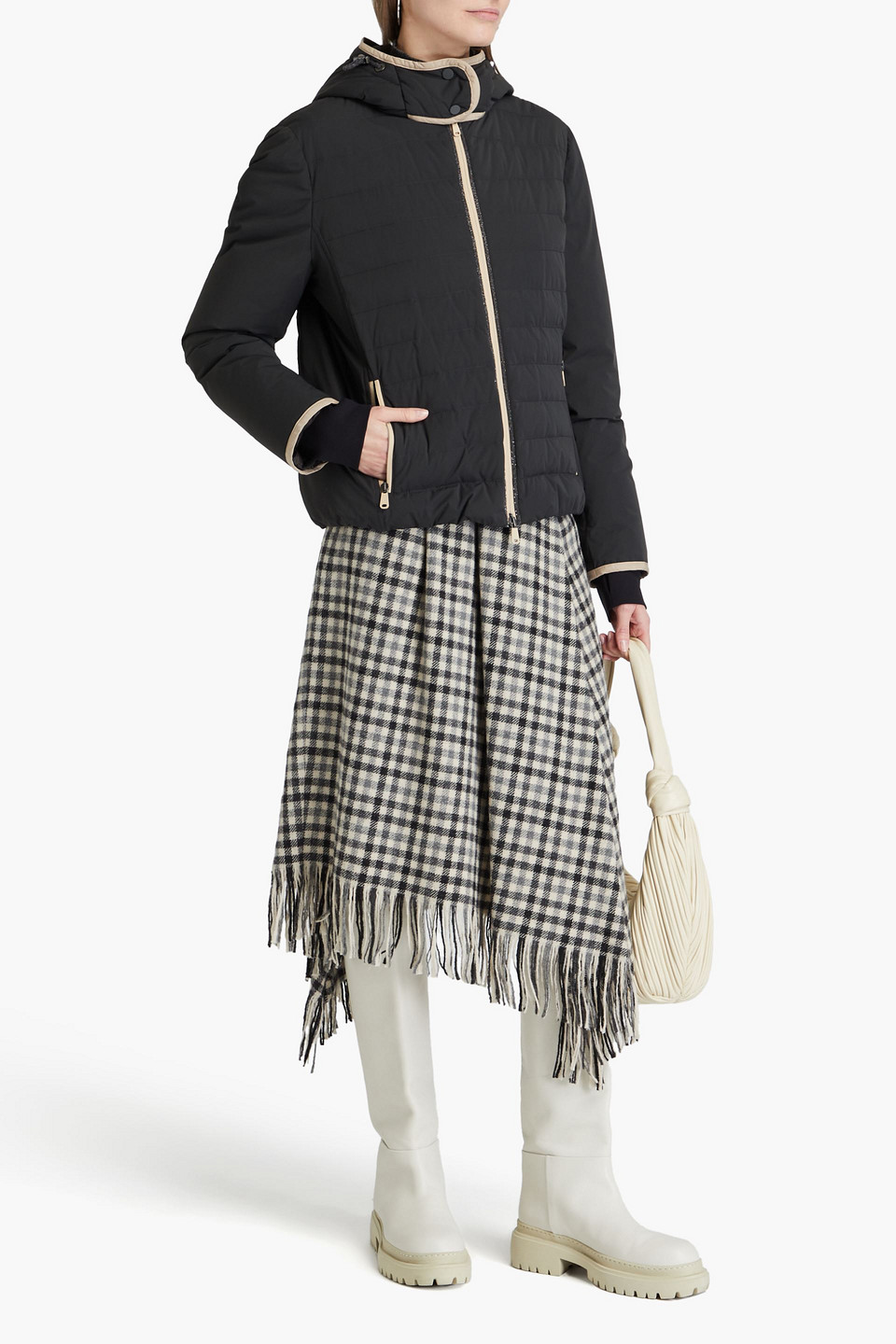 Brunello Cucinelli Quilted Shell Hooded Down Jacket In Kohle