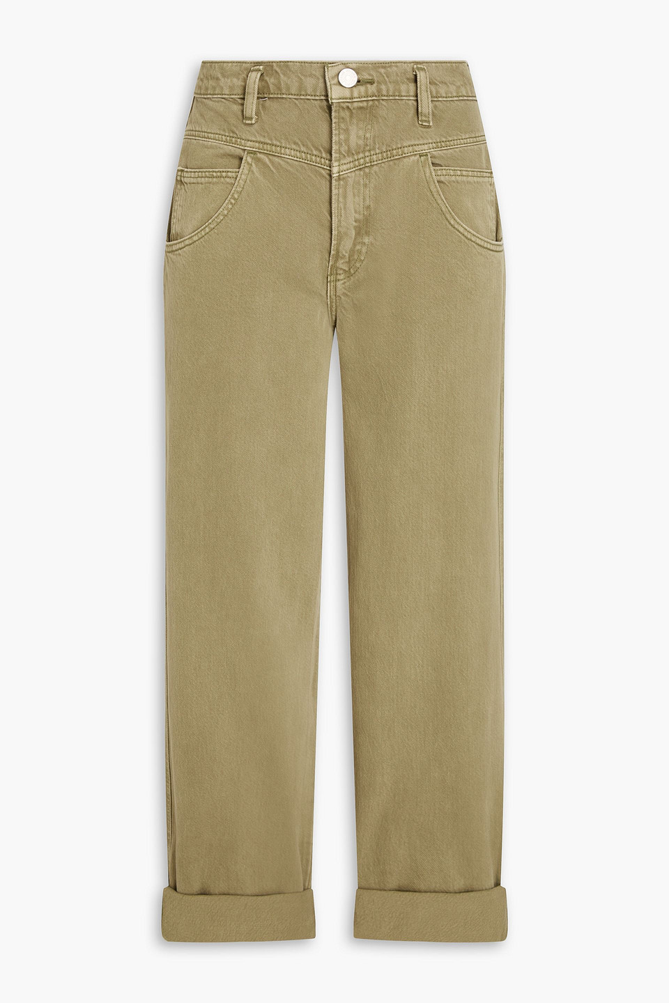 Frame High-rise Boyfriend Jeans In Army Green
