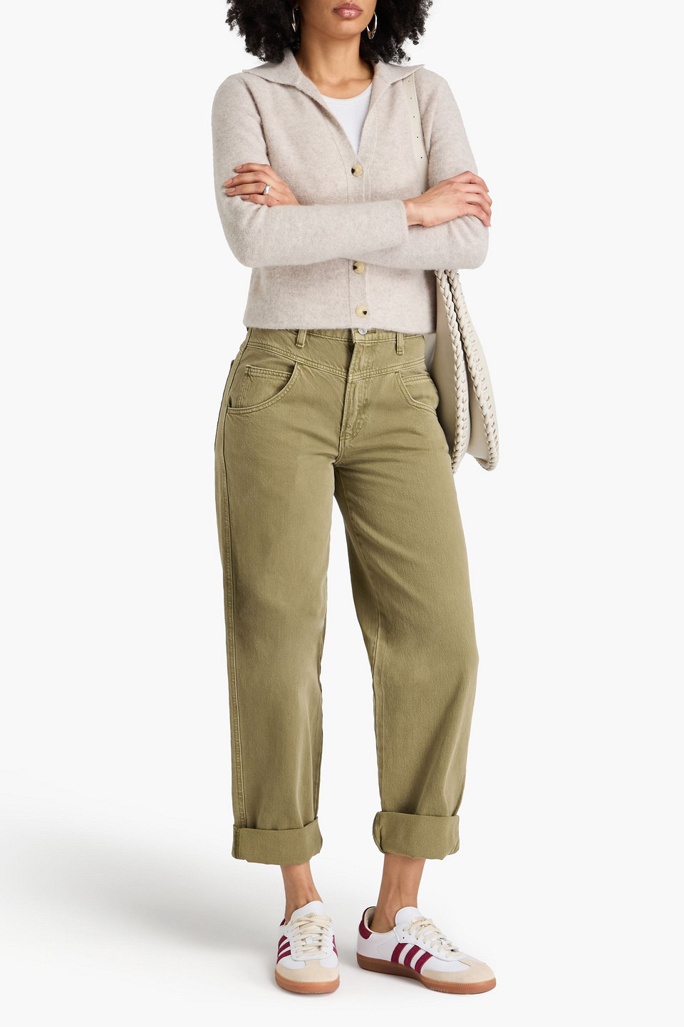 Frame High-rise Boyfriend Jeans In Army Green