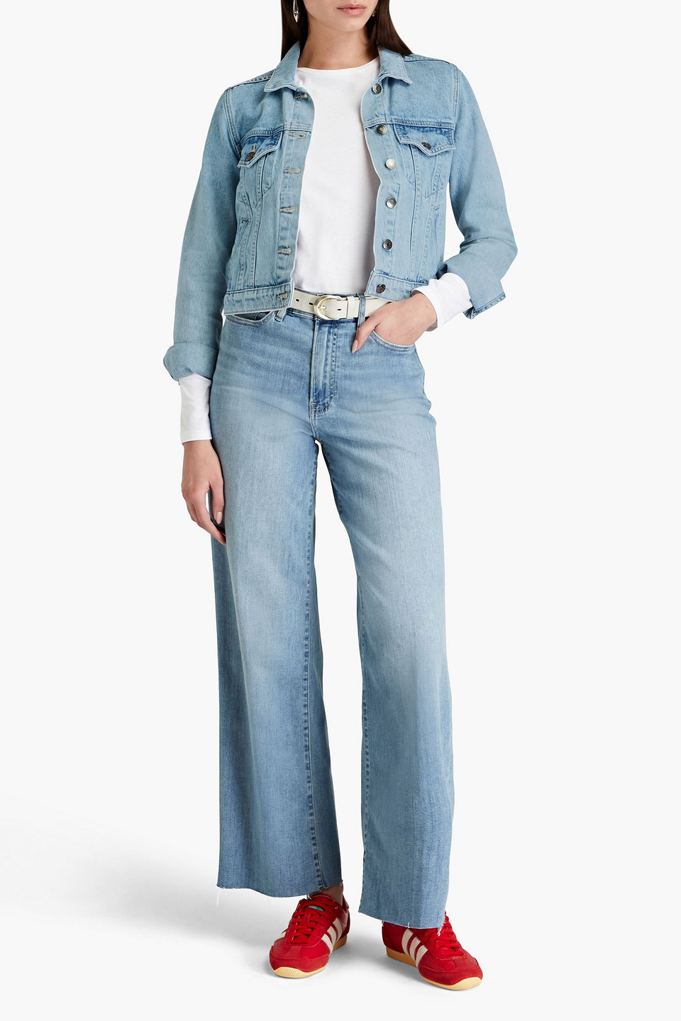Frame Le Slim Palazzo High-rise Wide-leg Jeans In Light Denim
