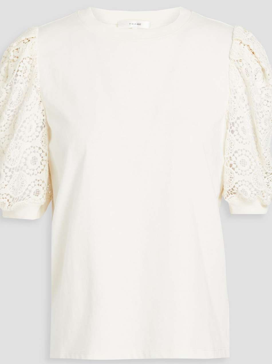 frankie crocheted and cotton-jersey top