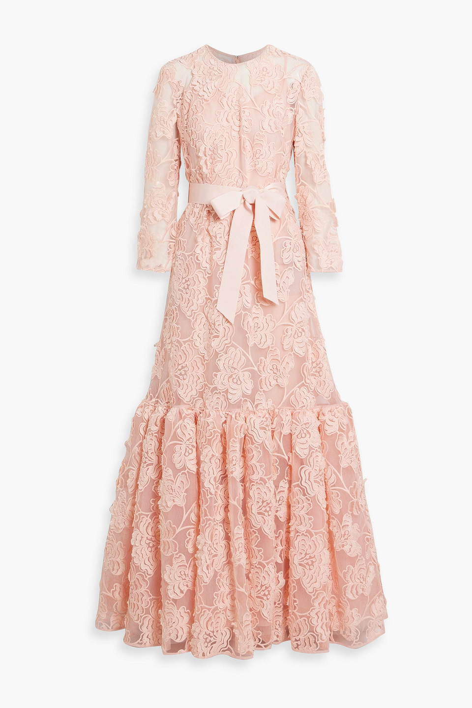 Huishan Zhang Lorelei Embroidered Silk-tulle Gown In Pastel Pink