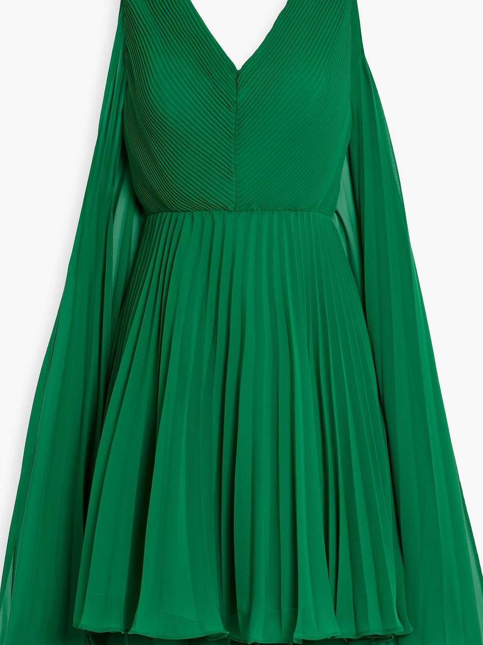 cape-effect pleated chiffon mini dress