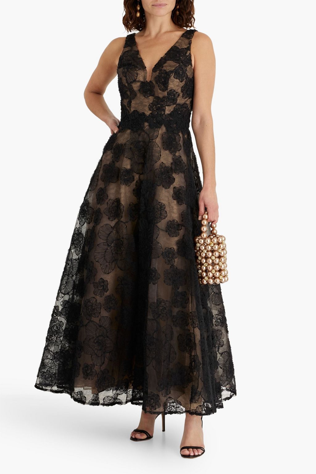 ZAC POSEN Embroidered tulle gown