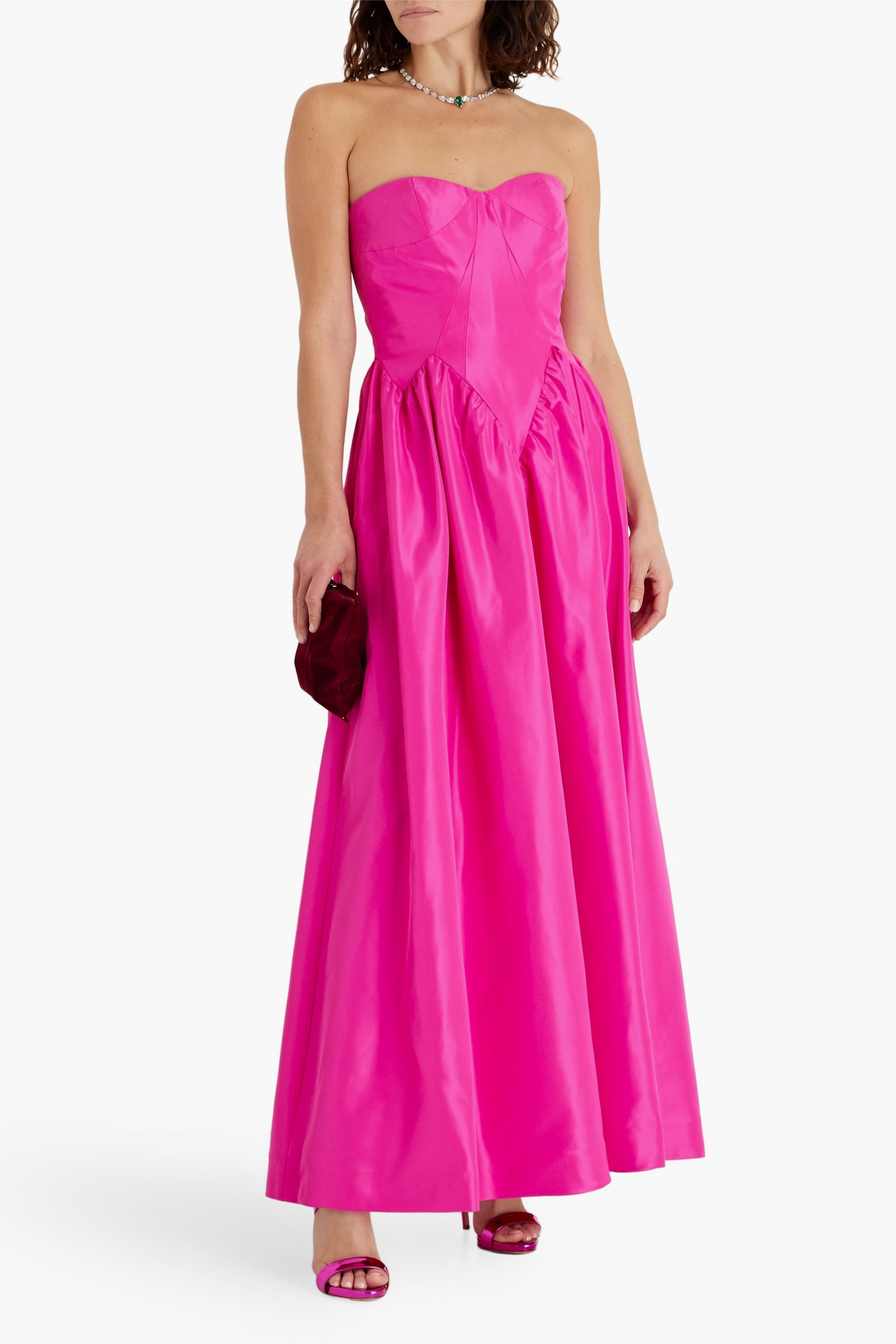 ZAC POSEN Strapless gathered taffeta gown