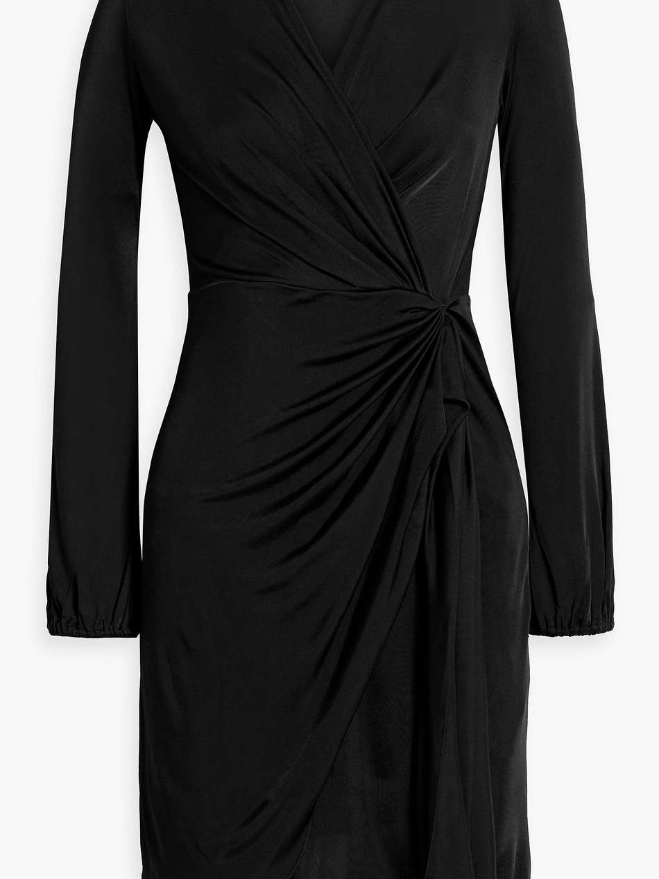 wrap-effect draped stretch-jersey mini dress